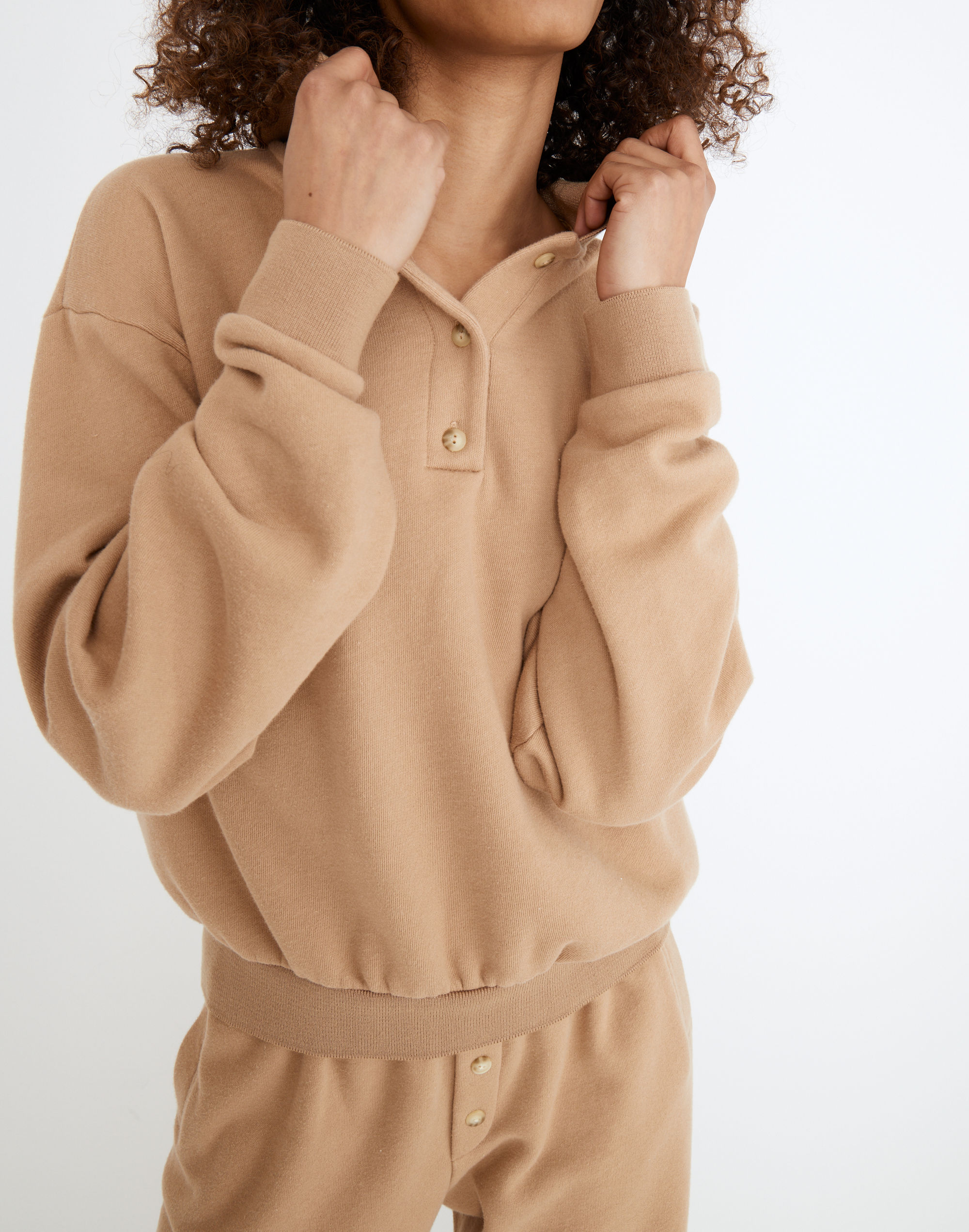 Donni Vintage Fleece Polo Sweatshirt