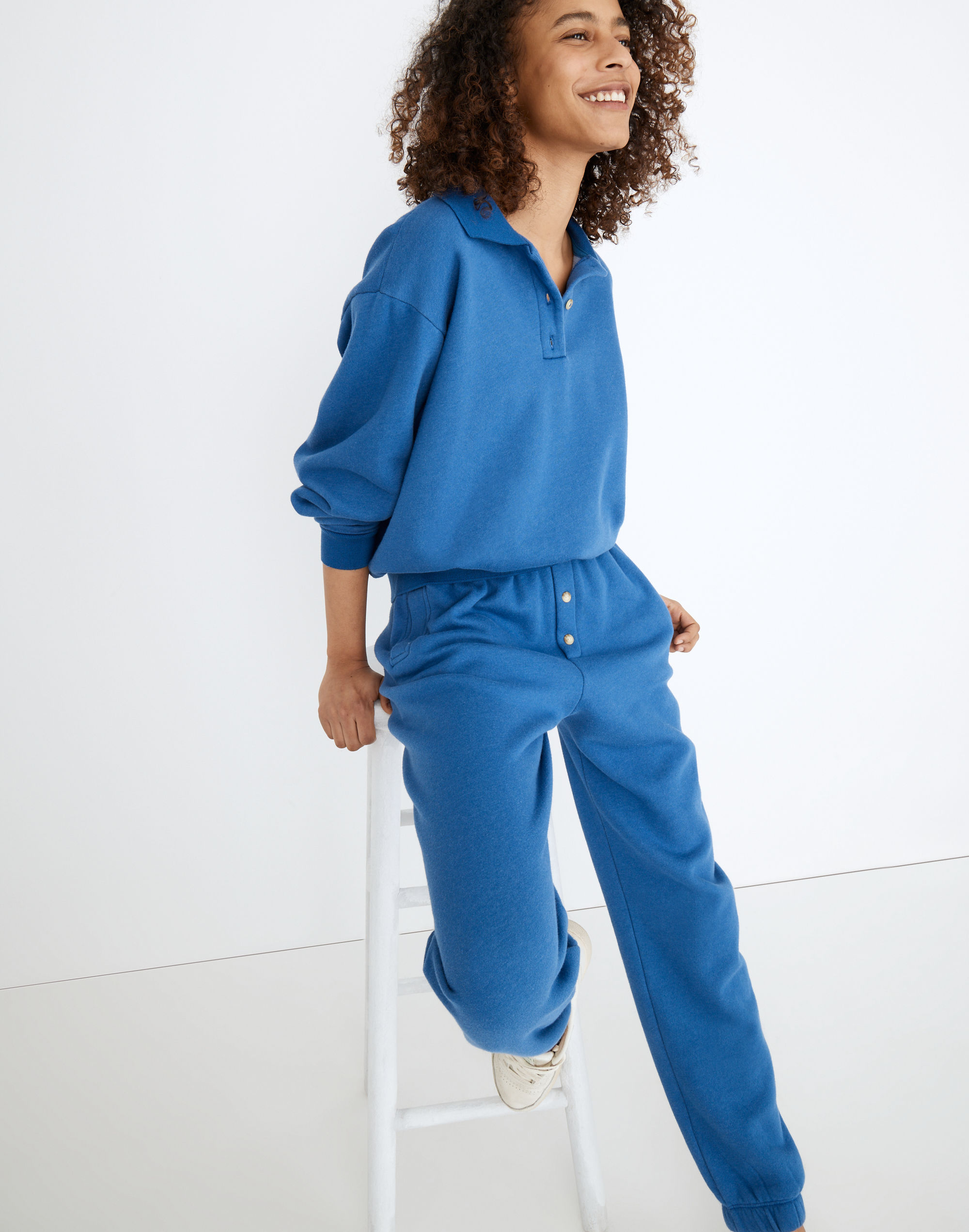 Donni Vintage Fleece Polo Sweatshirt