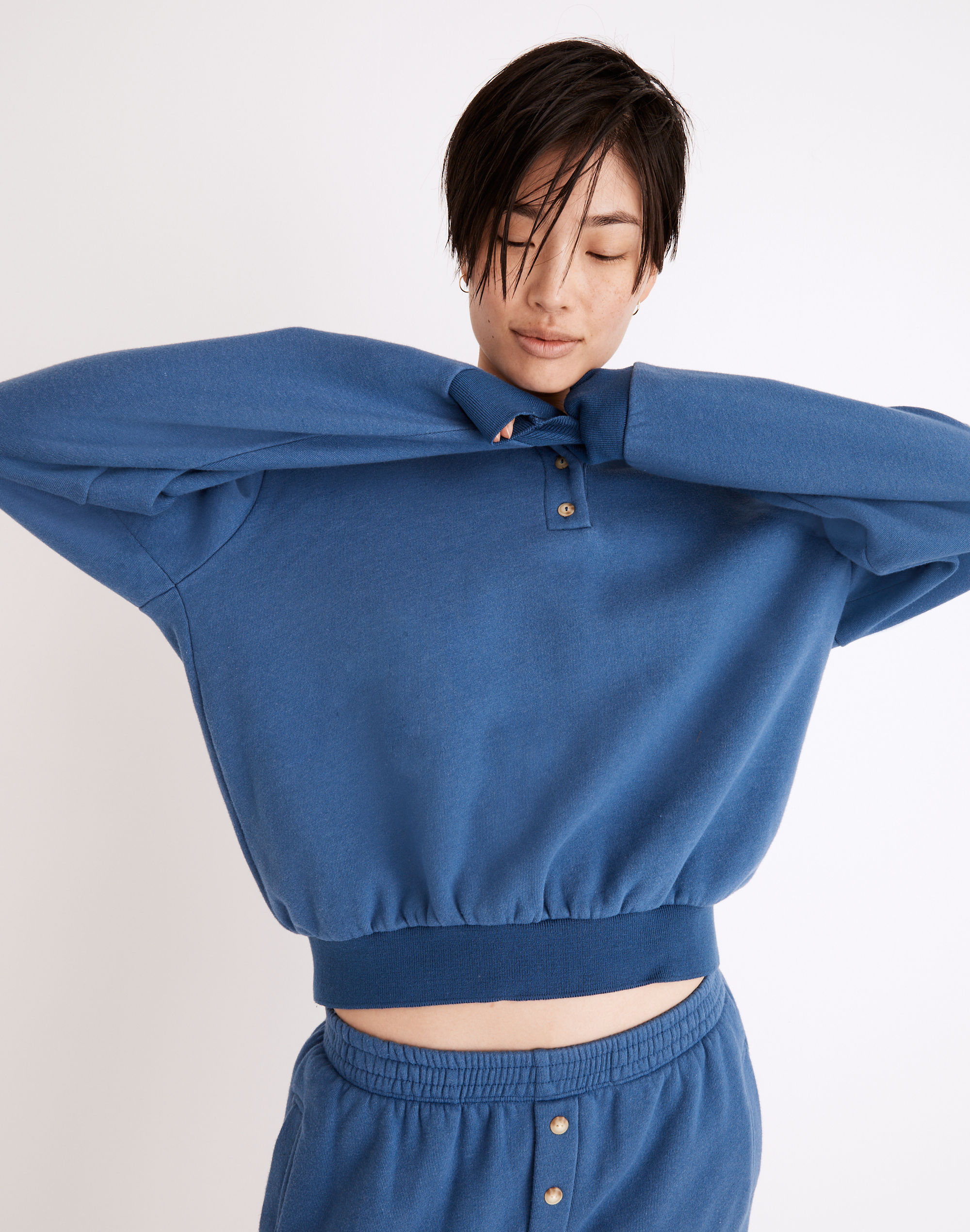 Donni Vintage Fleece Polo Sweatshirt