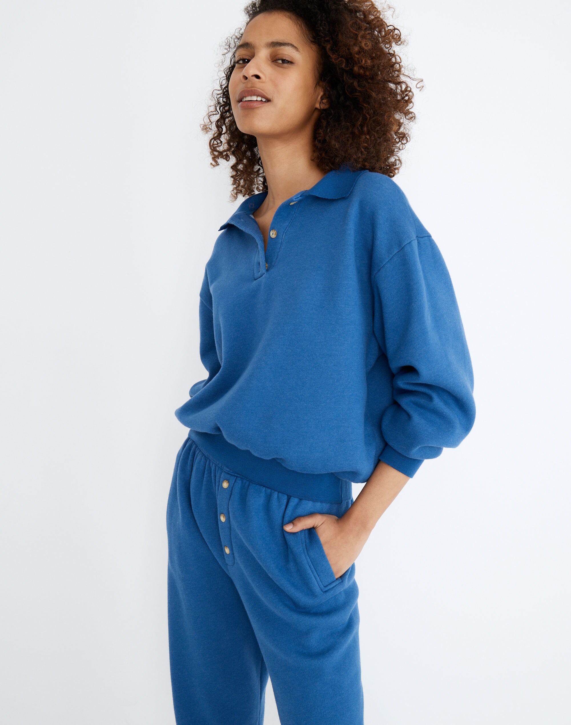 Donni Vintage Fleece Polo Sweatshirt