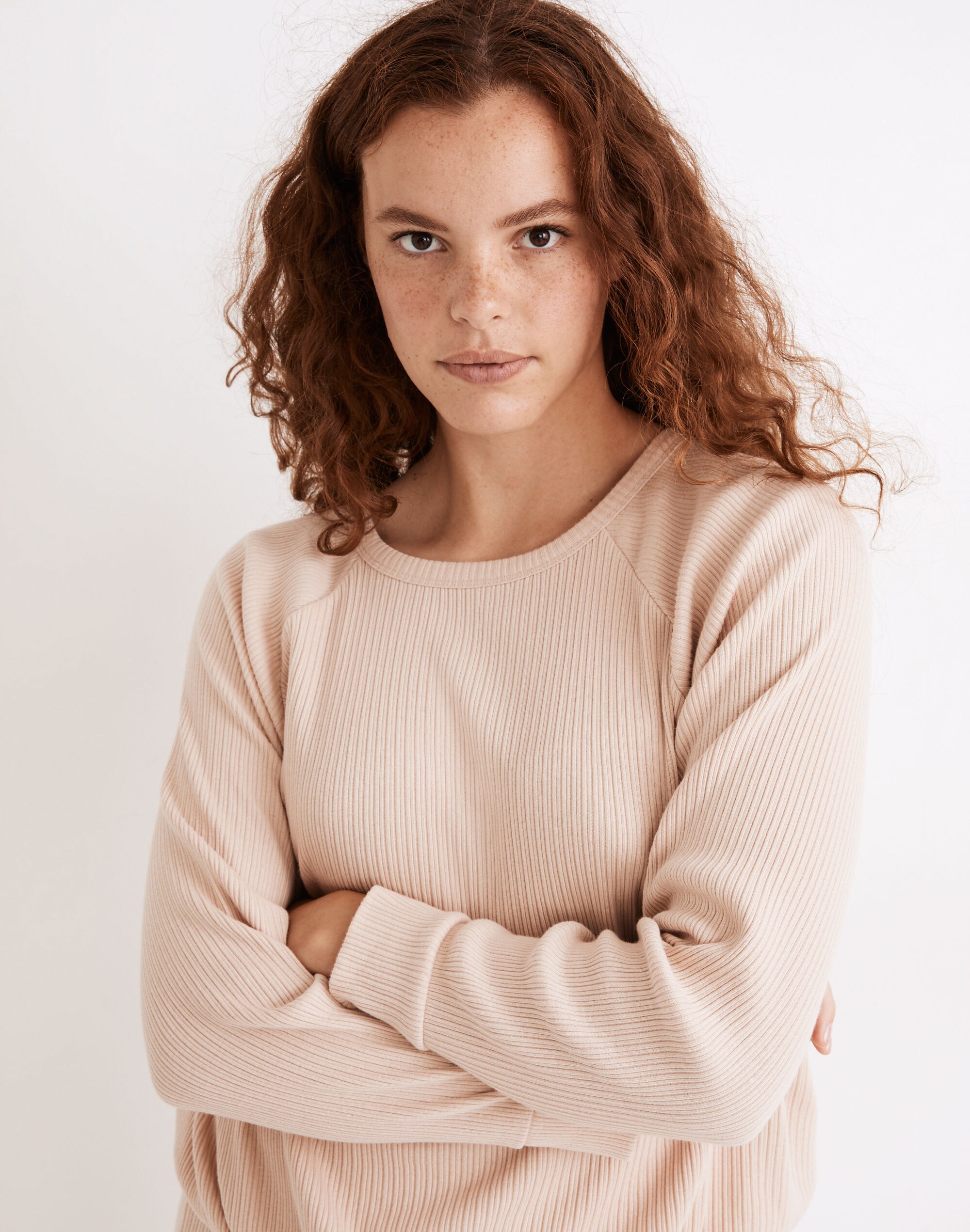 Ribbed Knit Drawstring Pajama Top