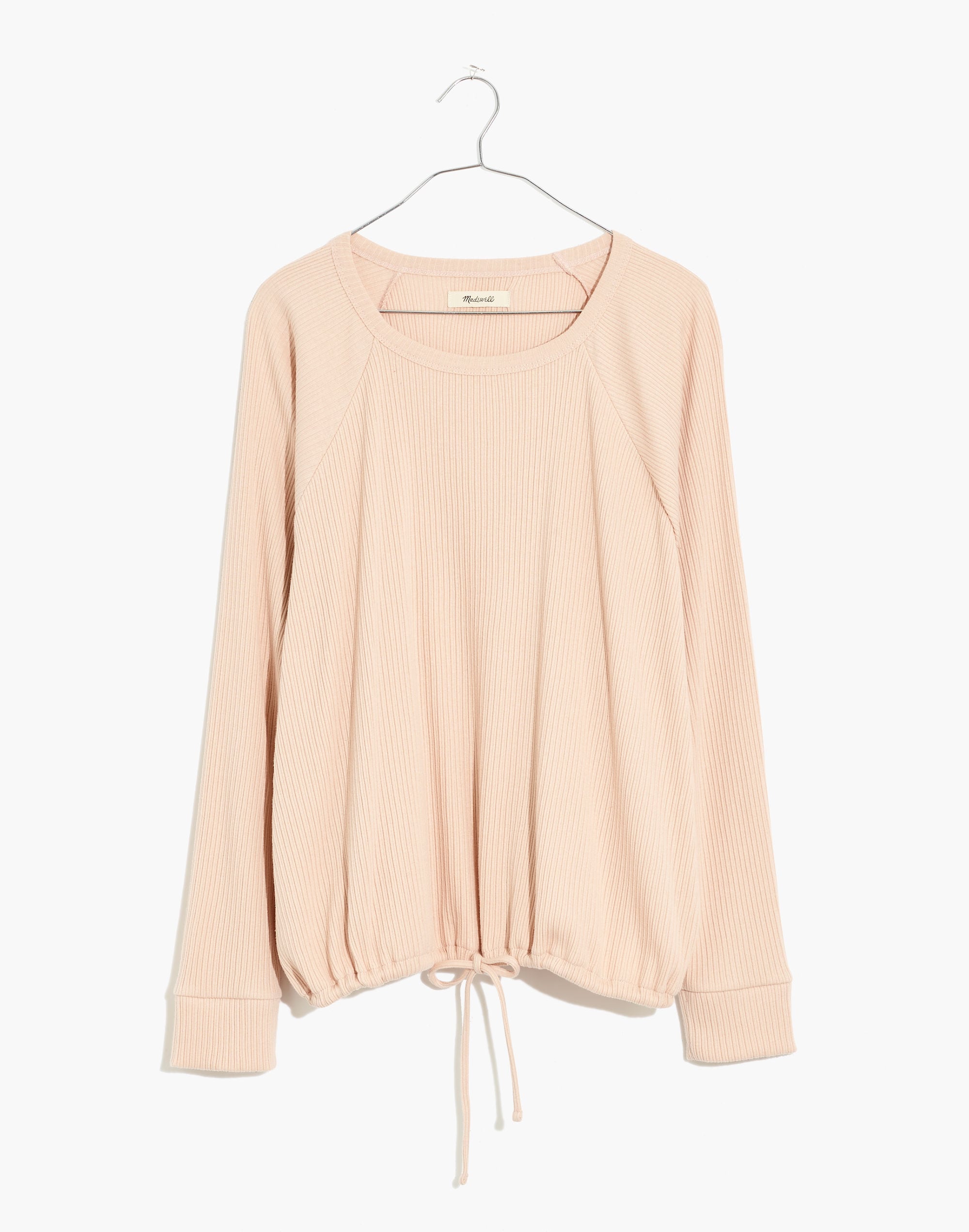 Ribbed Knit Drawstring Pajama Top