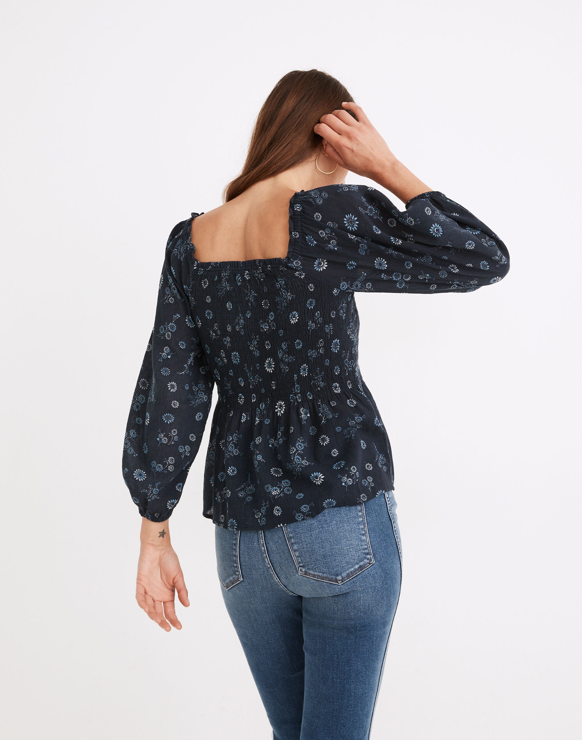 Lucie Smocked Peplum Top in Cottage Floral