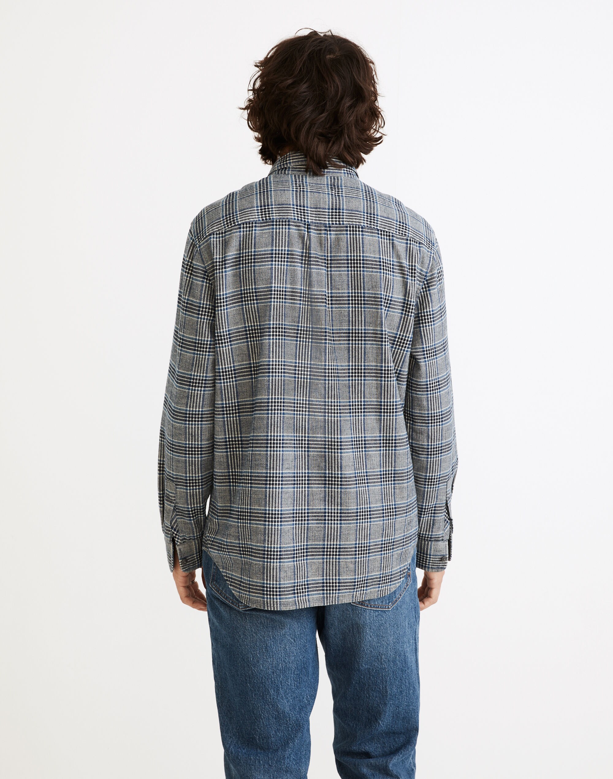 Perfect Long-Sleeve Shirt in Indigo Plaid