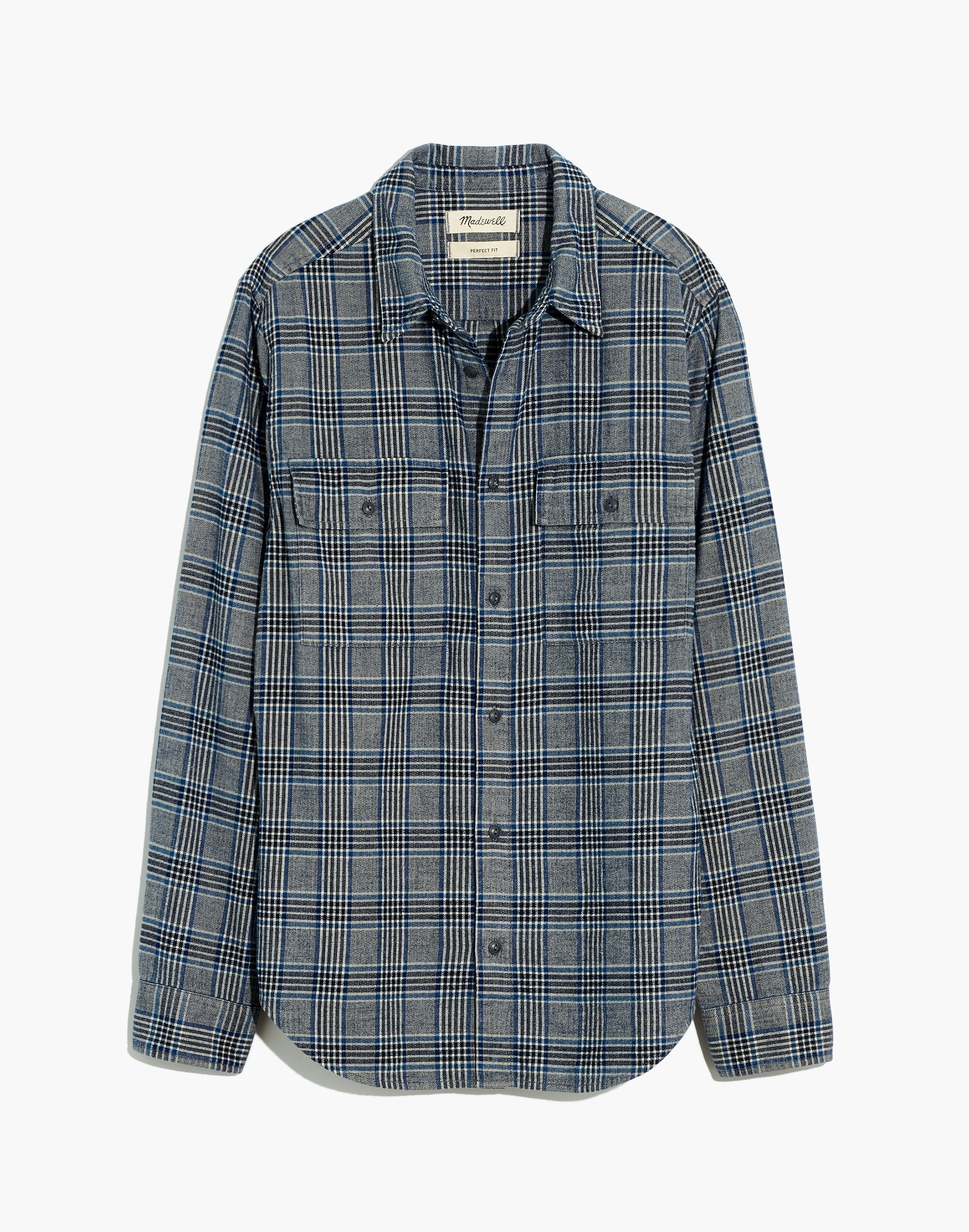 Perfect Long-Sleeve Shirt in Indigo Plaid
