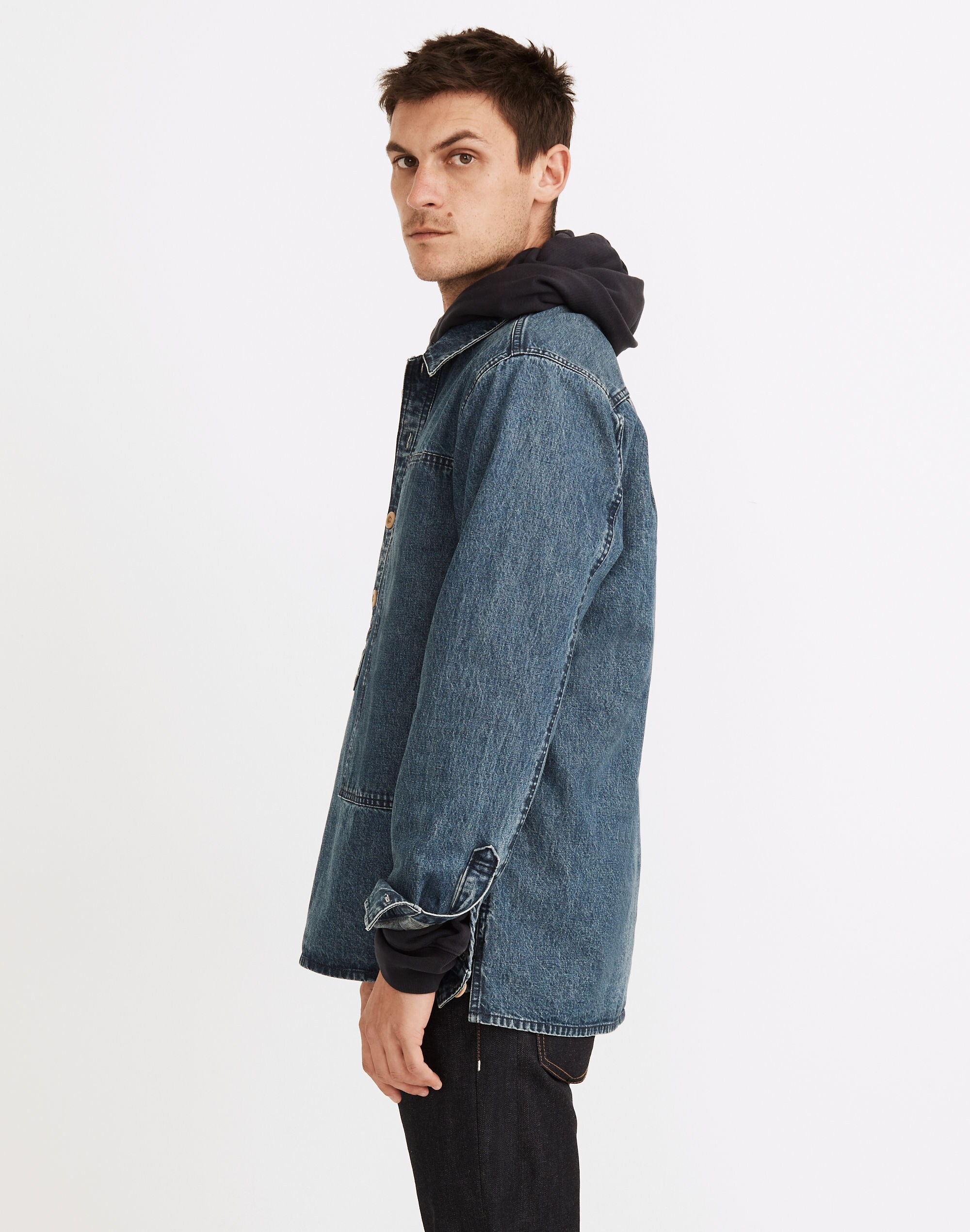 Denim Easy Long-Sleeve Popover Shirt