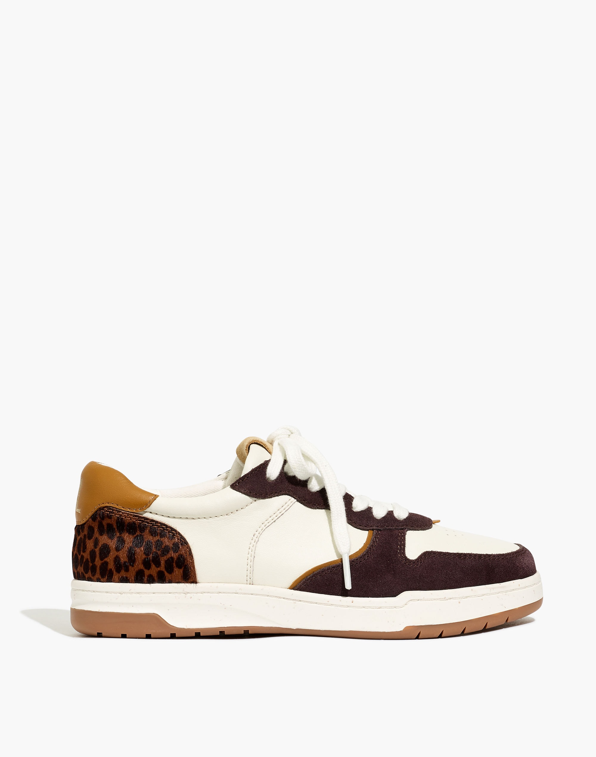 Court Sneakers in Leather and Cheetah Calf Hair