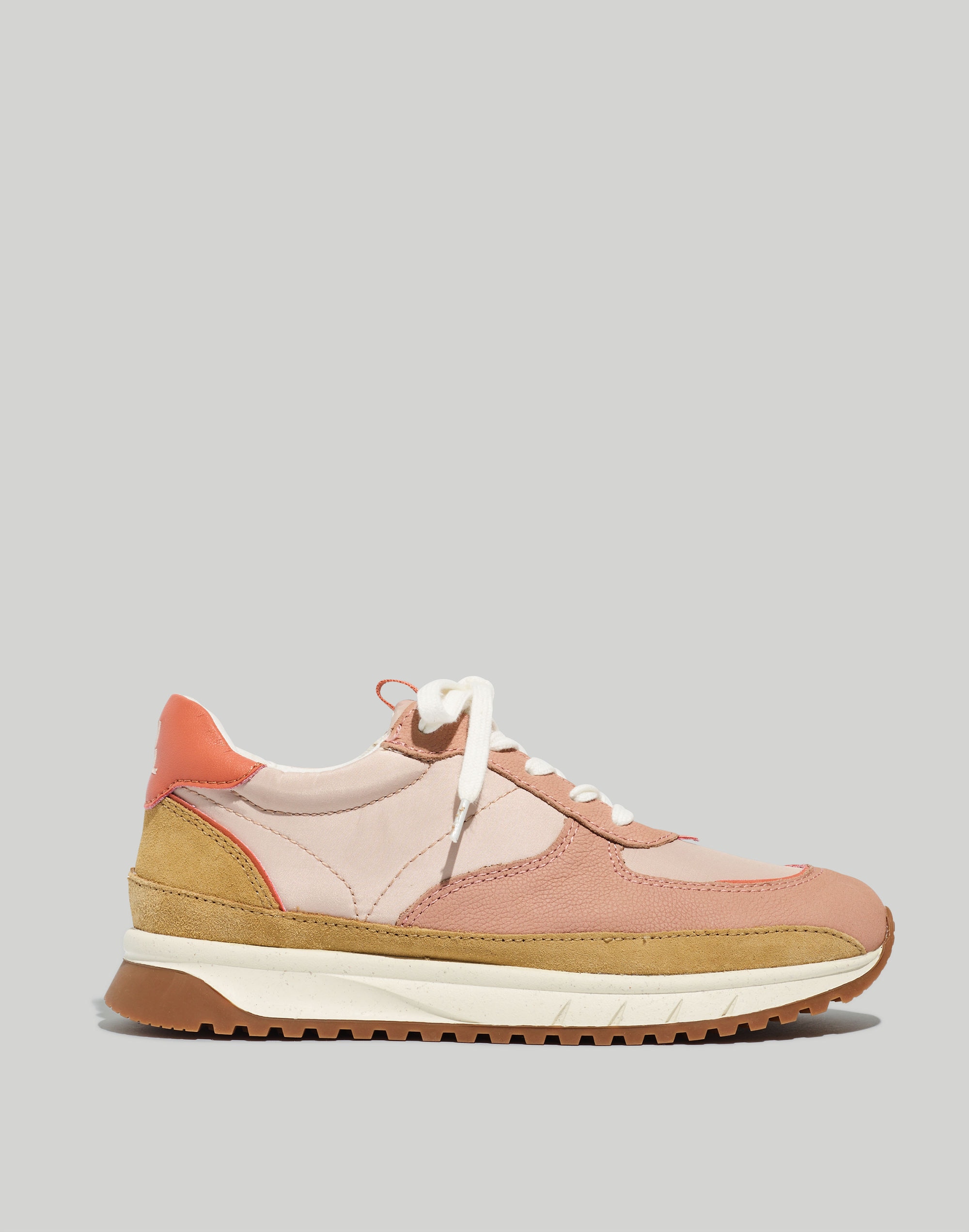 Kickoff Trainer Sneakers in (Re)sourced Nylon and Pink Nubuck