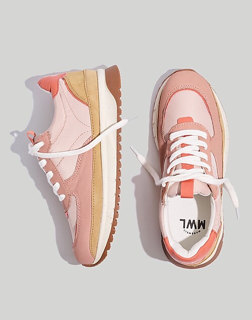 Kickoff Trainer Sneakers in (Re)sourced Nylon and Pink Nubuck