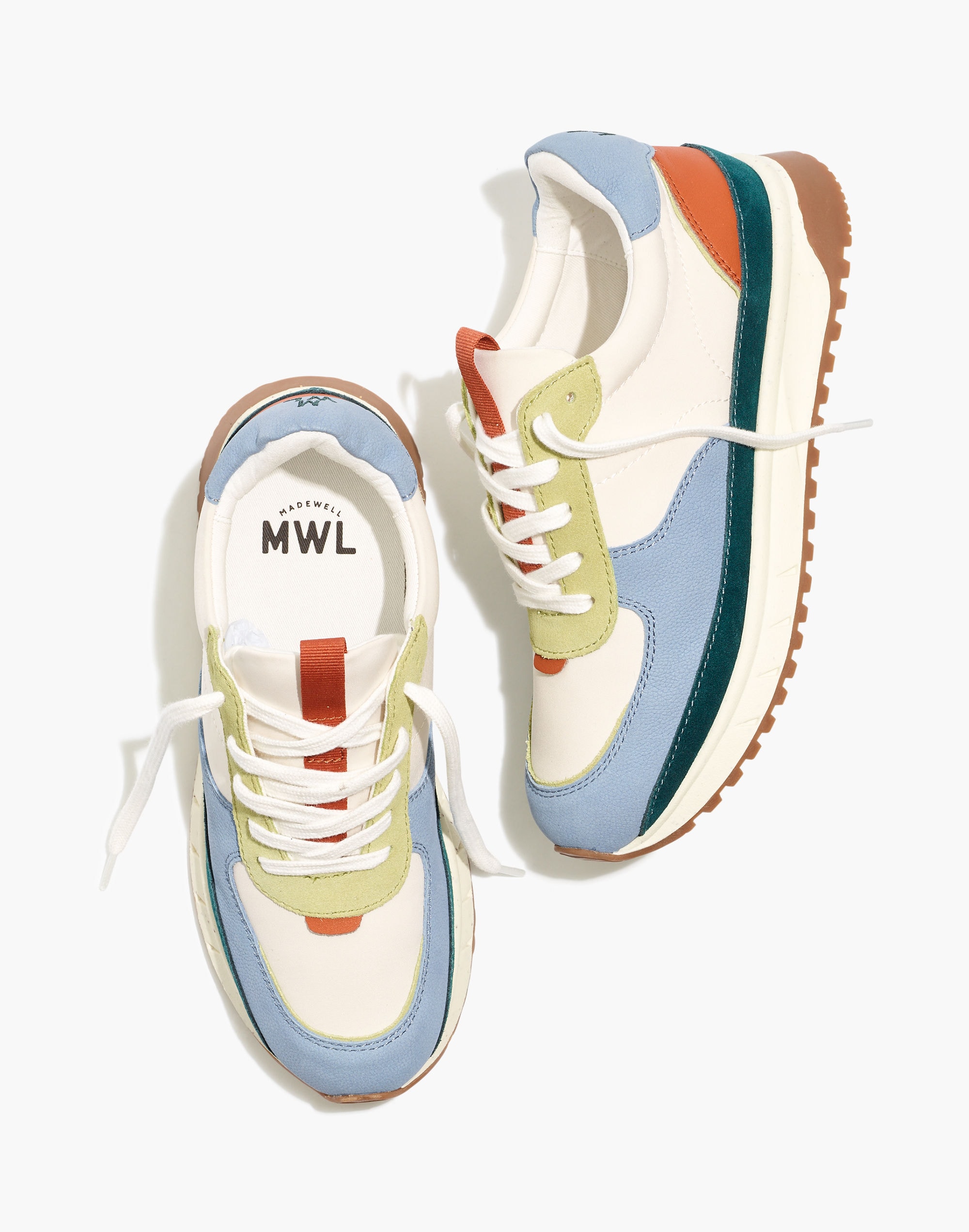 Kickoff Trainer Sneakers in Colorblock Recycled Nylon and Suede