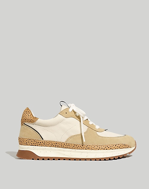 Kickoff Trainer Sneakers in Leather and Spot Dot Calf Hair