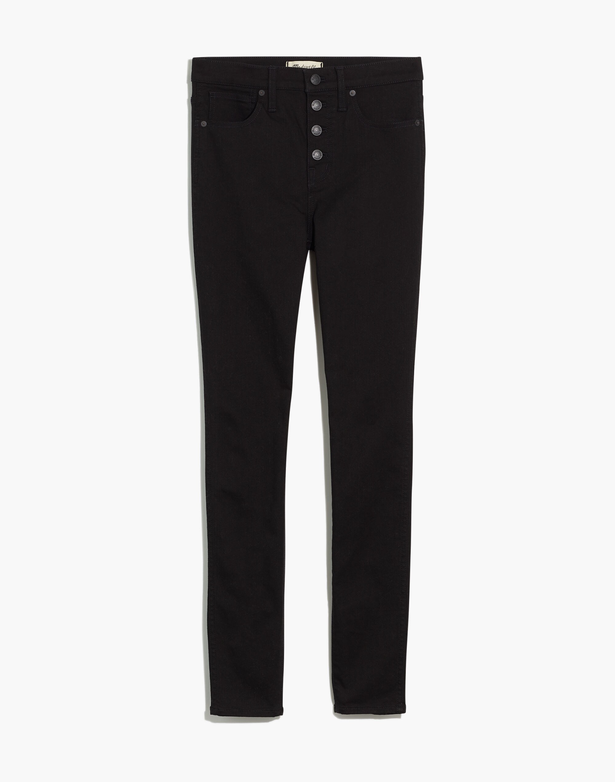 10" High-Rise Skinny Jeans in Black Frost: Button-Front Edition