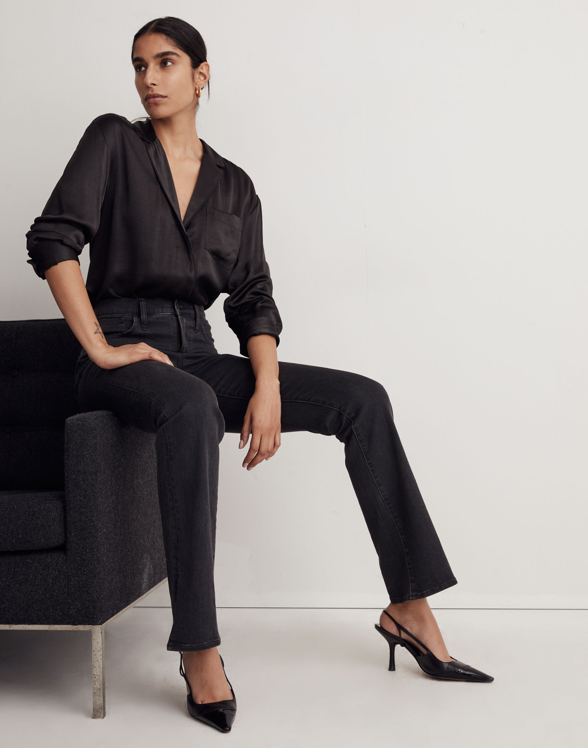 Petite Skinny Flare Jeans in Bellhaven Wash: Slit-Hem Edition