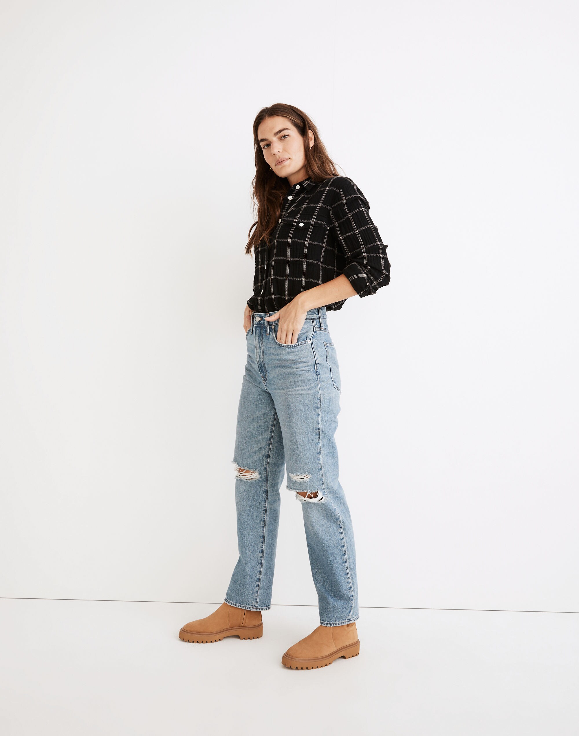 The Petite Perfect Vintage Straight Jean in Berrimore Wash: Ripped Edition