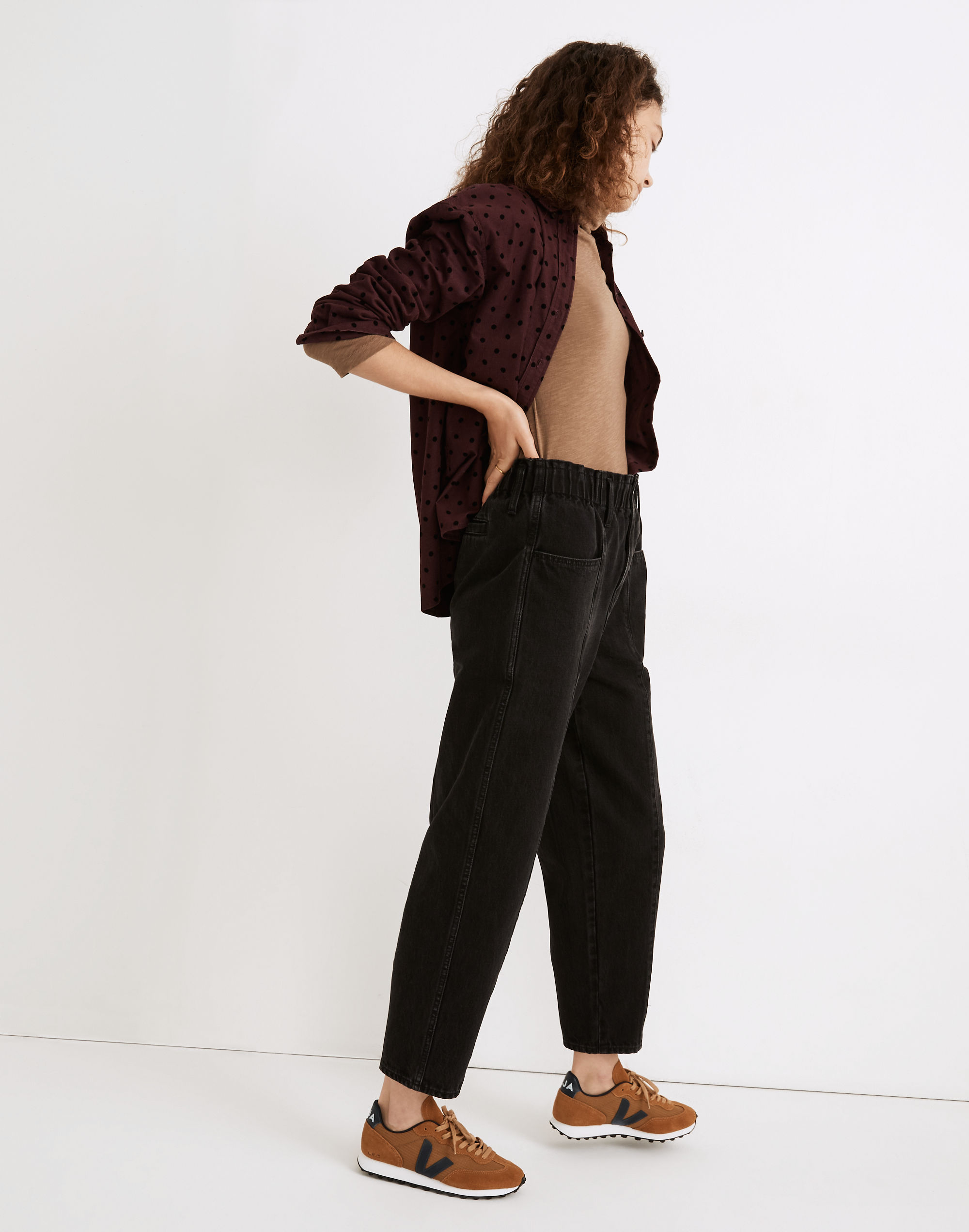 Pull-On Balloon Jeans in Hobson Wash: Paperbag Edition