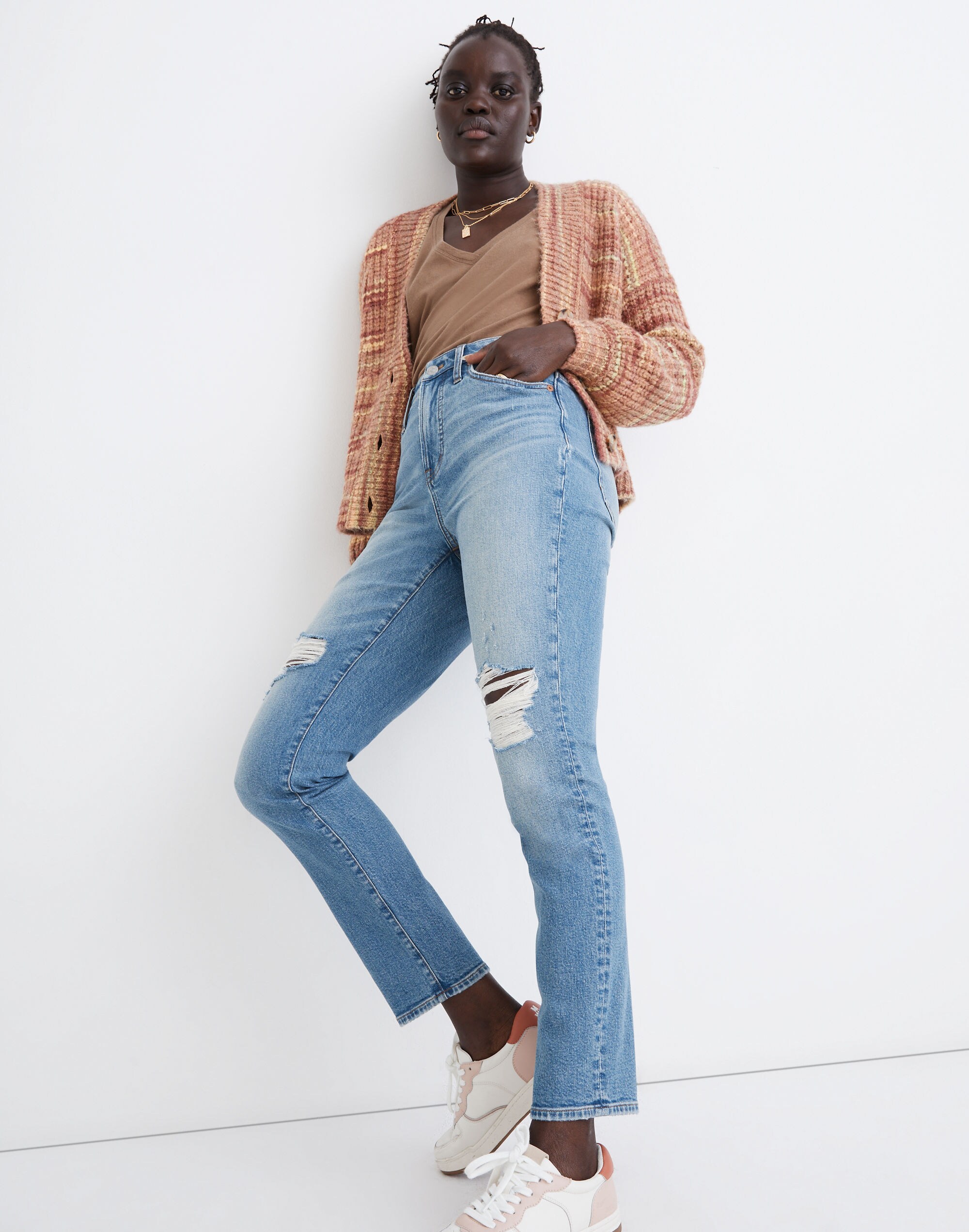 The Petite Curvy Perfect Vintage Jean in Denman Wash: Ripped Edition