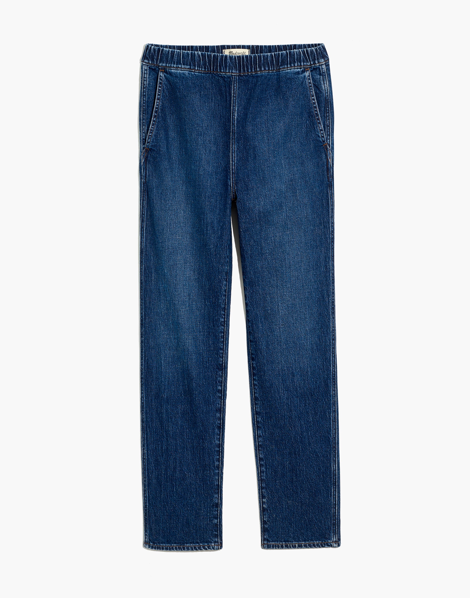 Pull-On Straight Jeans in Saull Wash