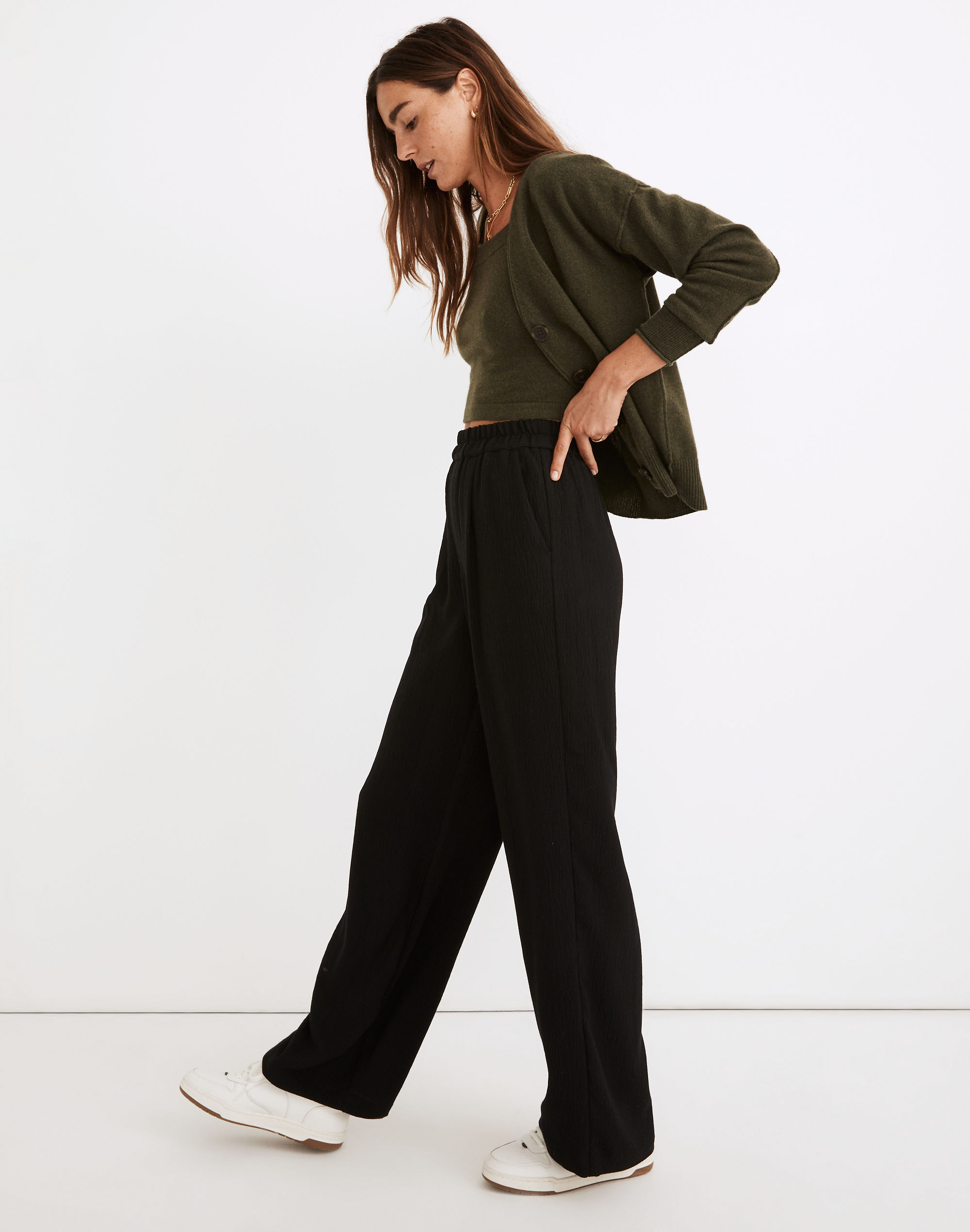 Pull-On High-Rise Straight Pants