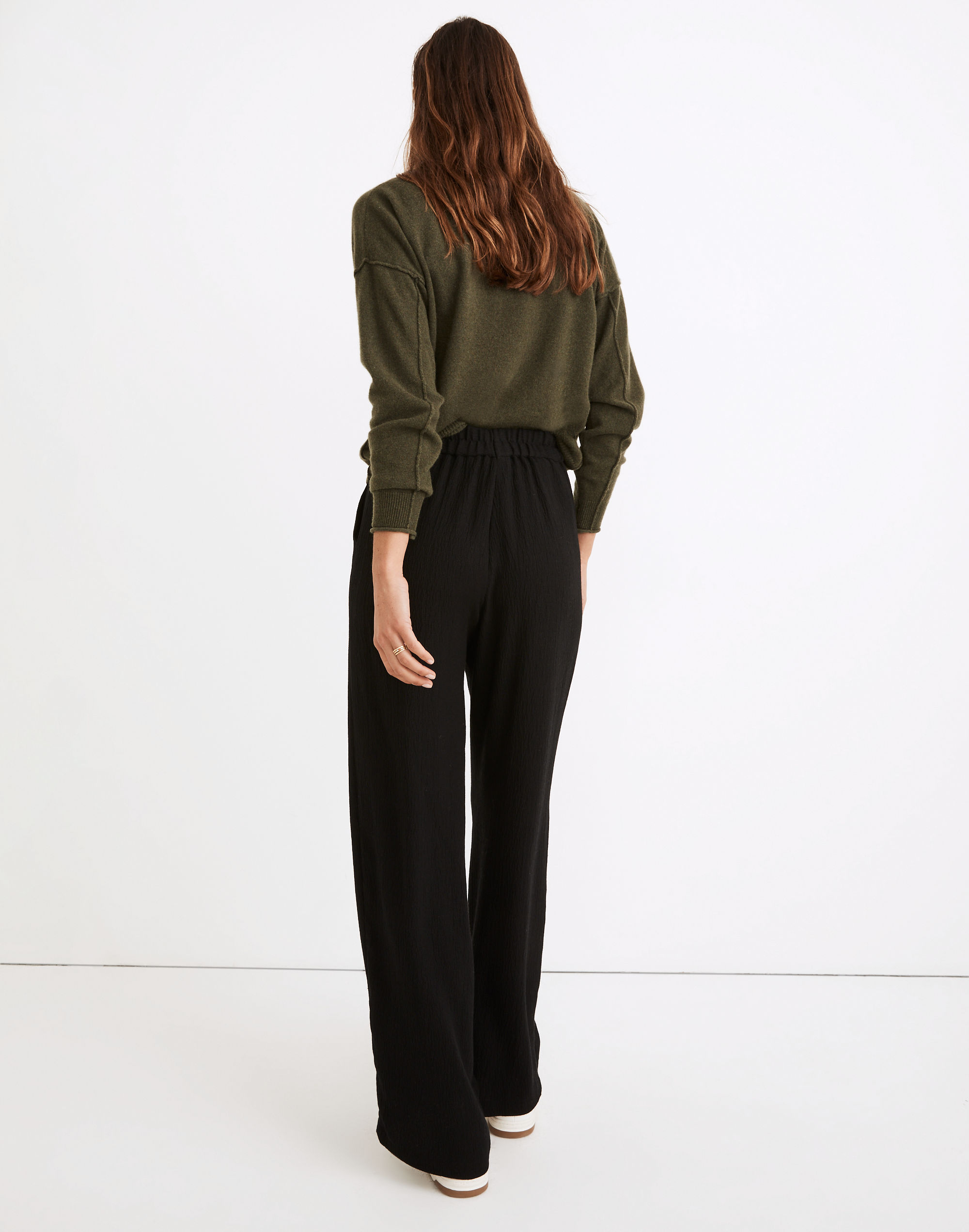Pull-On High-Rise Straight Pants