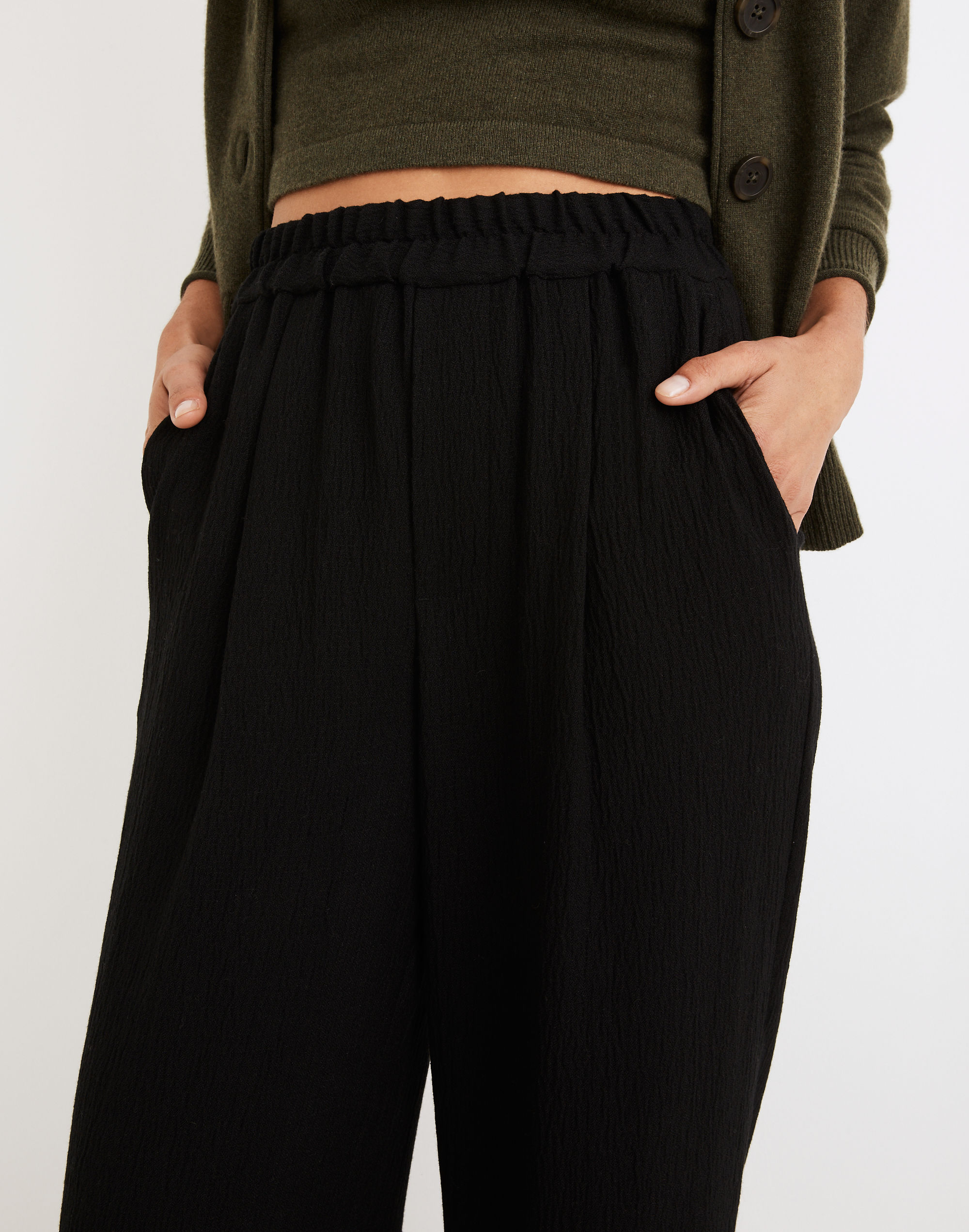 Pull-On High-Rise Straight Pants