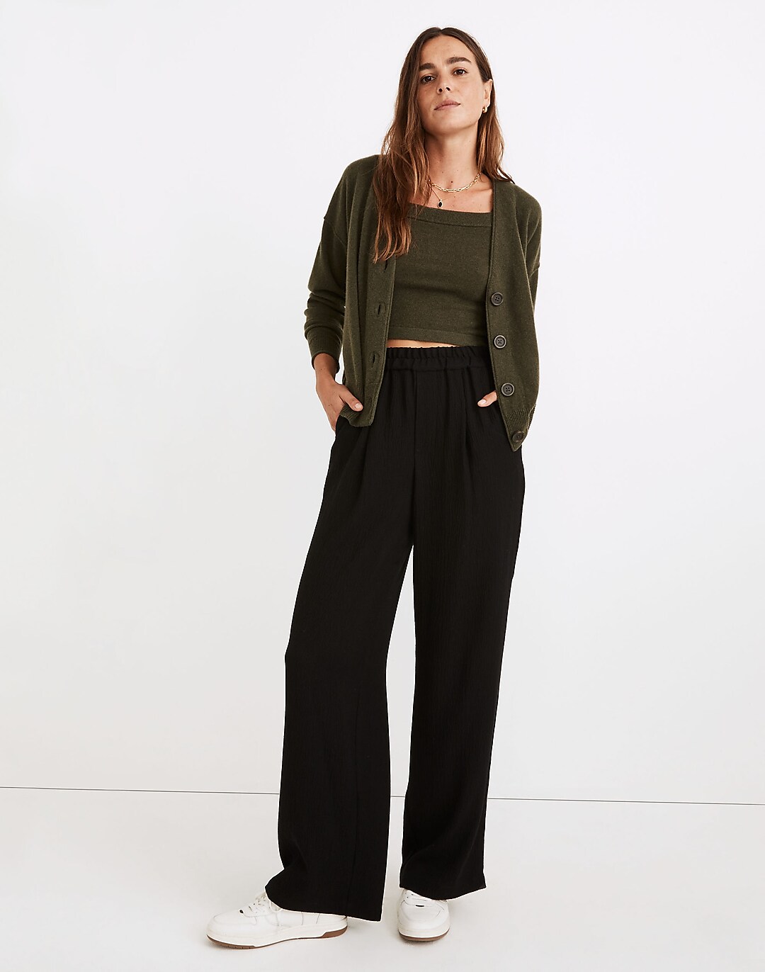 Pull-On High-Rise Straight Pants