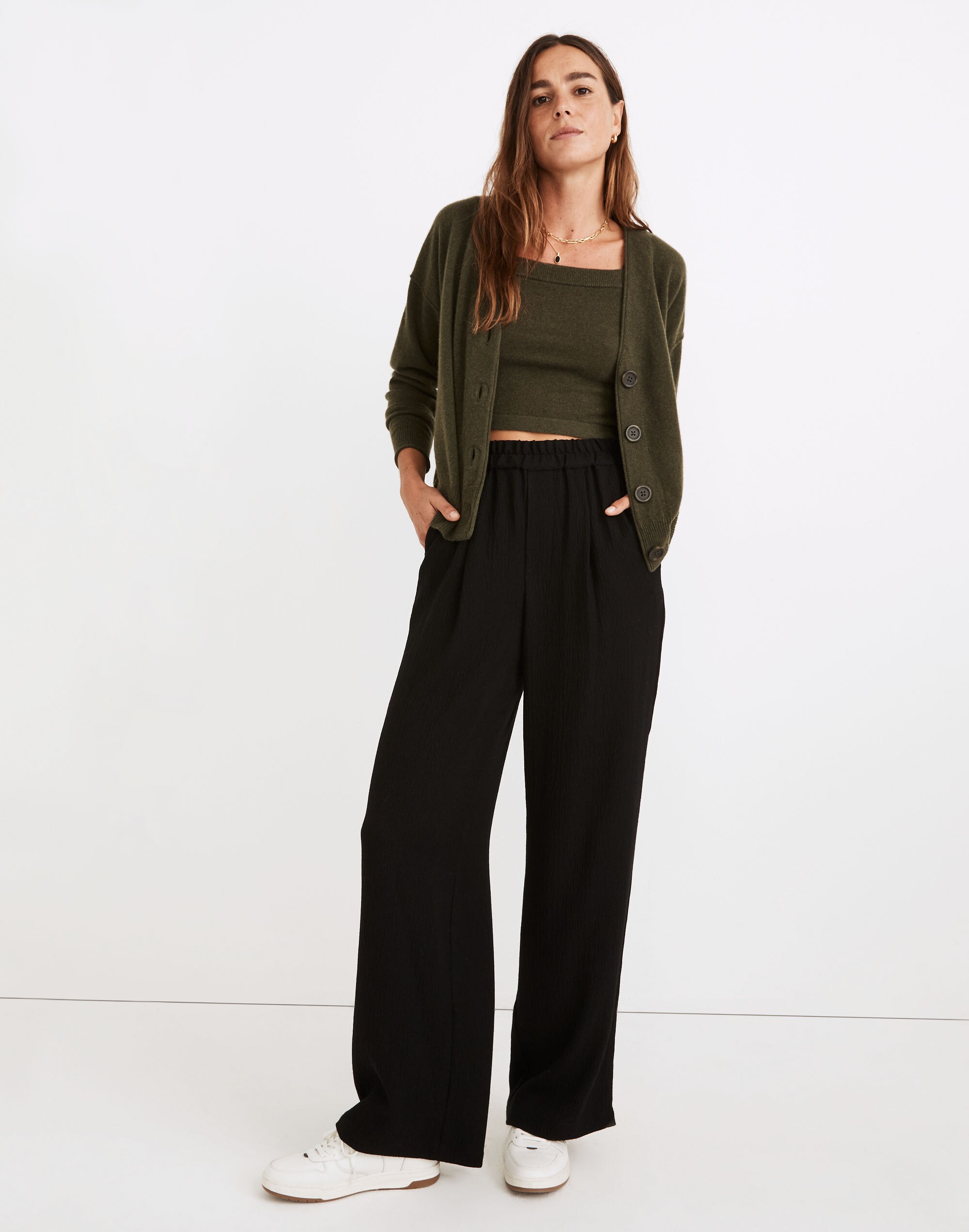 Pull-On High-Rise Straight Pants
