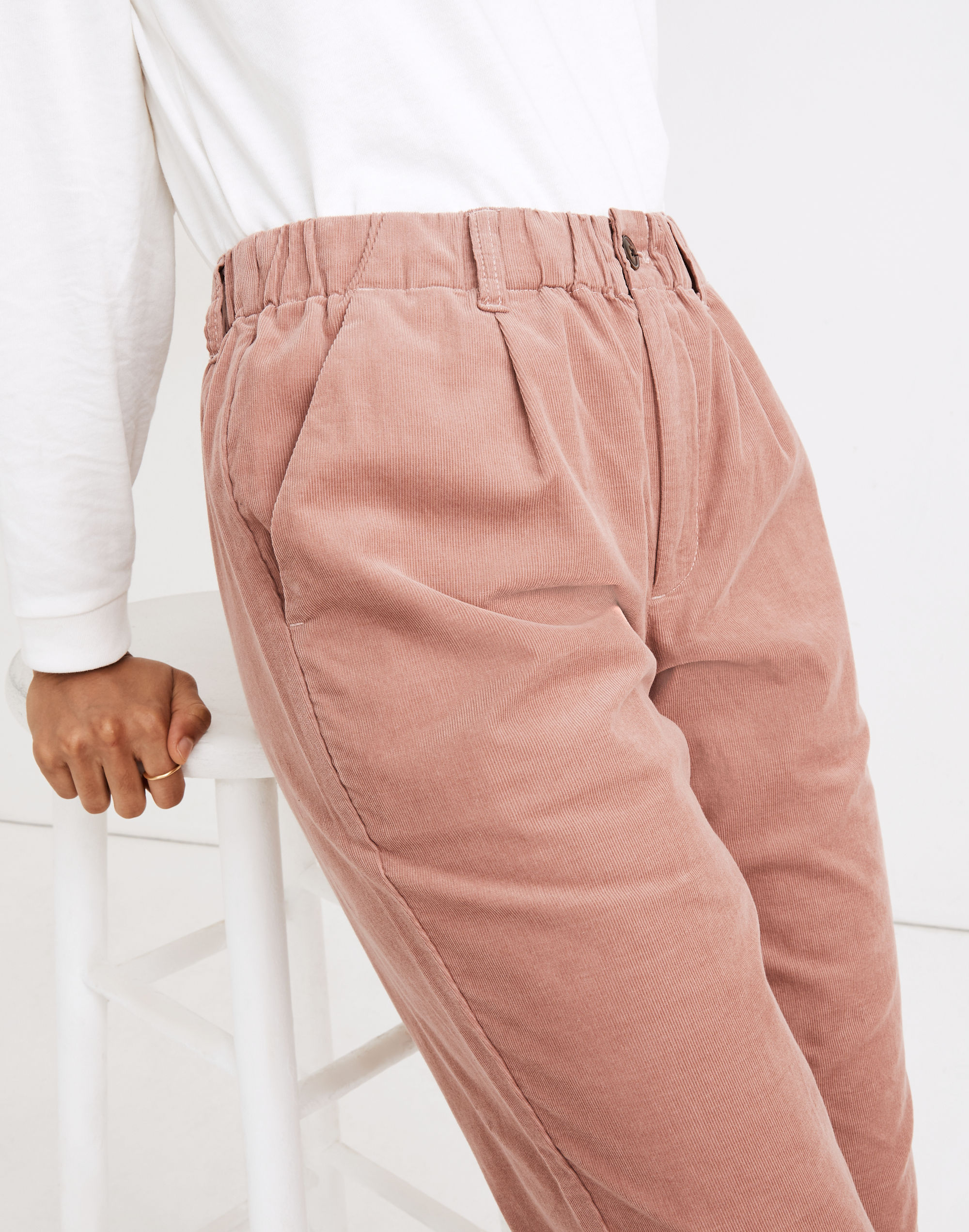 Petite Corduroy Pull-On Mid-Rise Jogger Pants