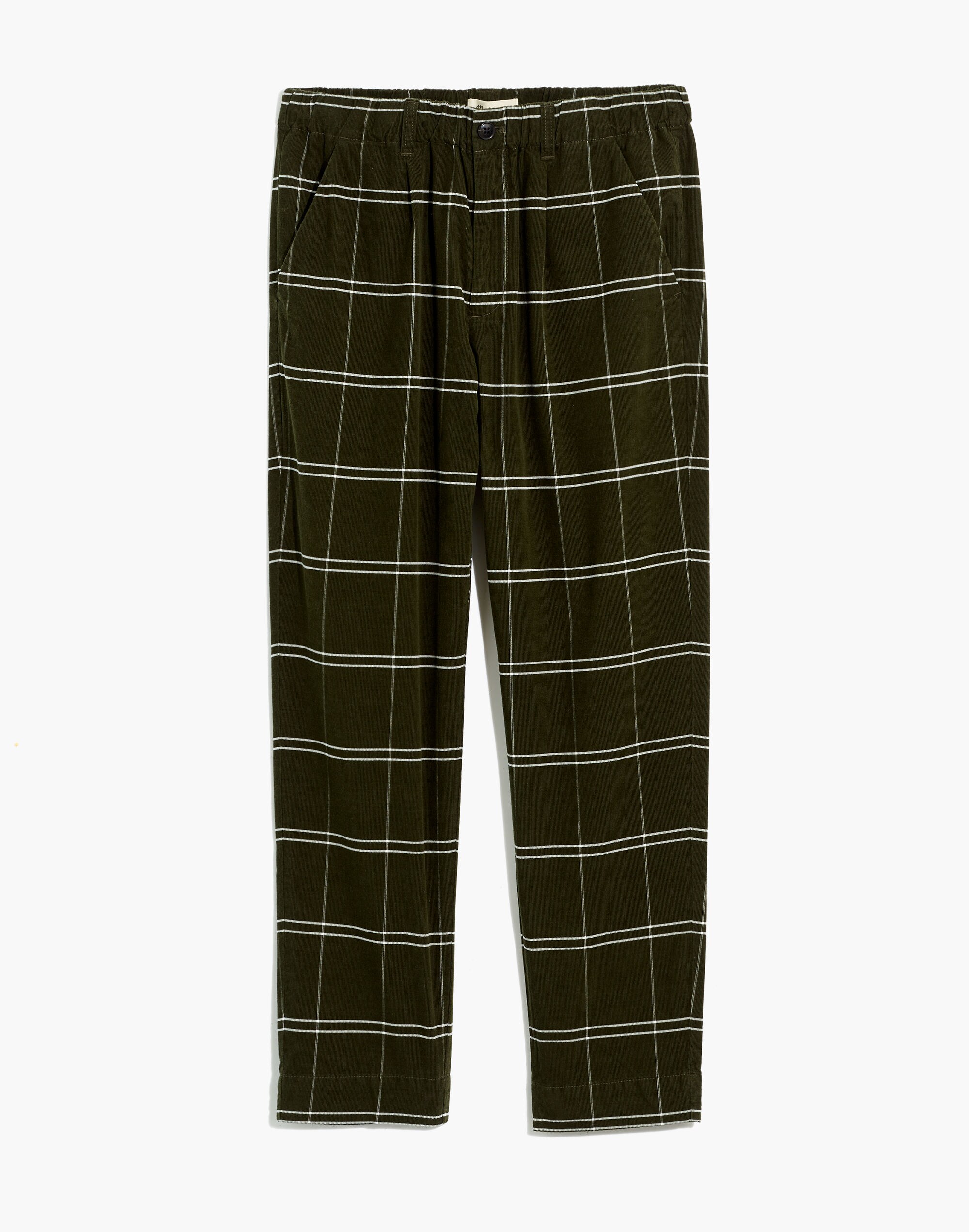 Corduroy Pull-On Mid-Rise Jogger Pants in Windowpane