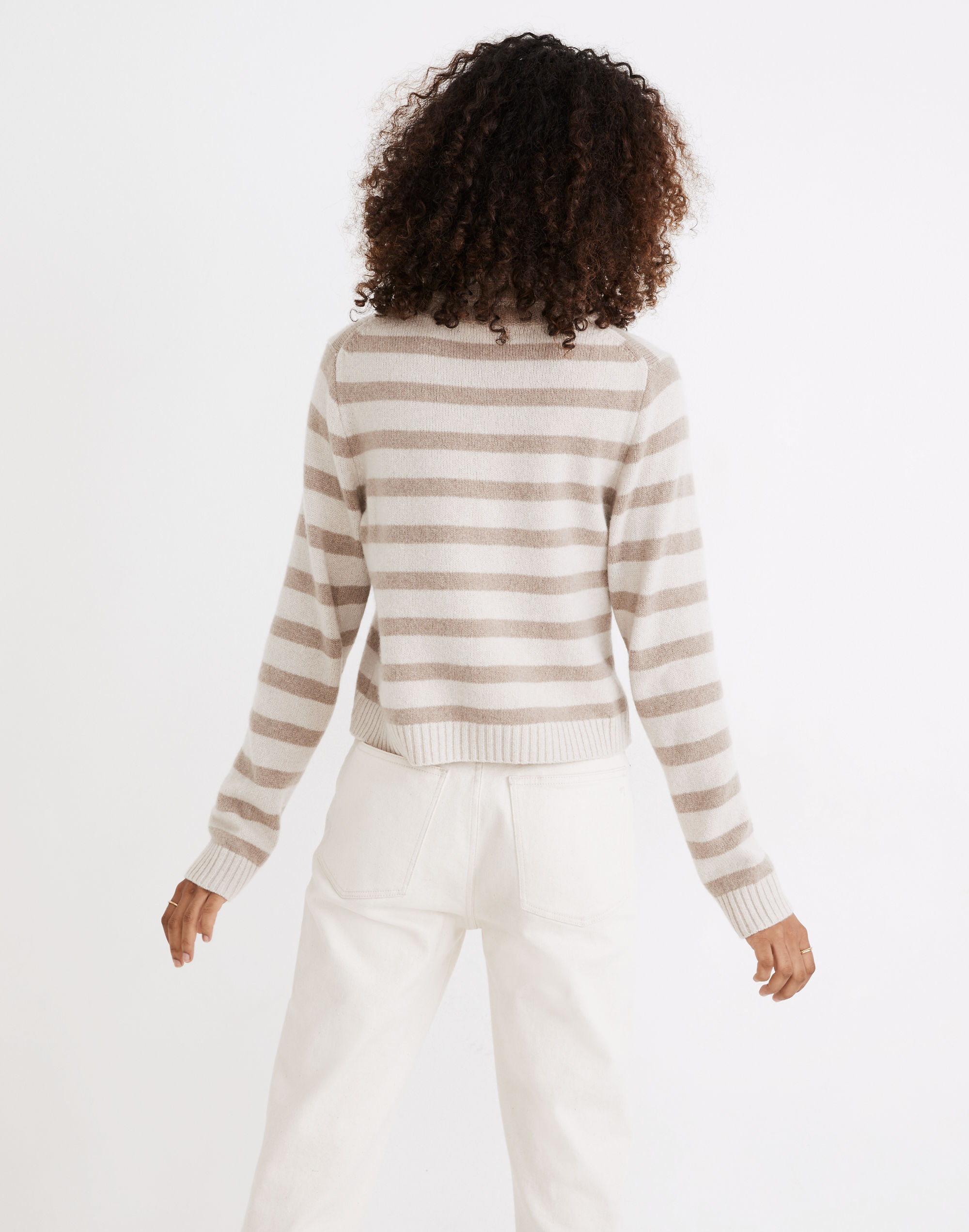 (Re)sourced Cashmere Crop Turtleneck Sweater in Stripe
