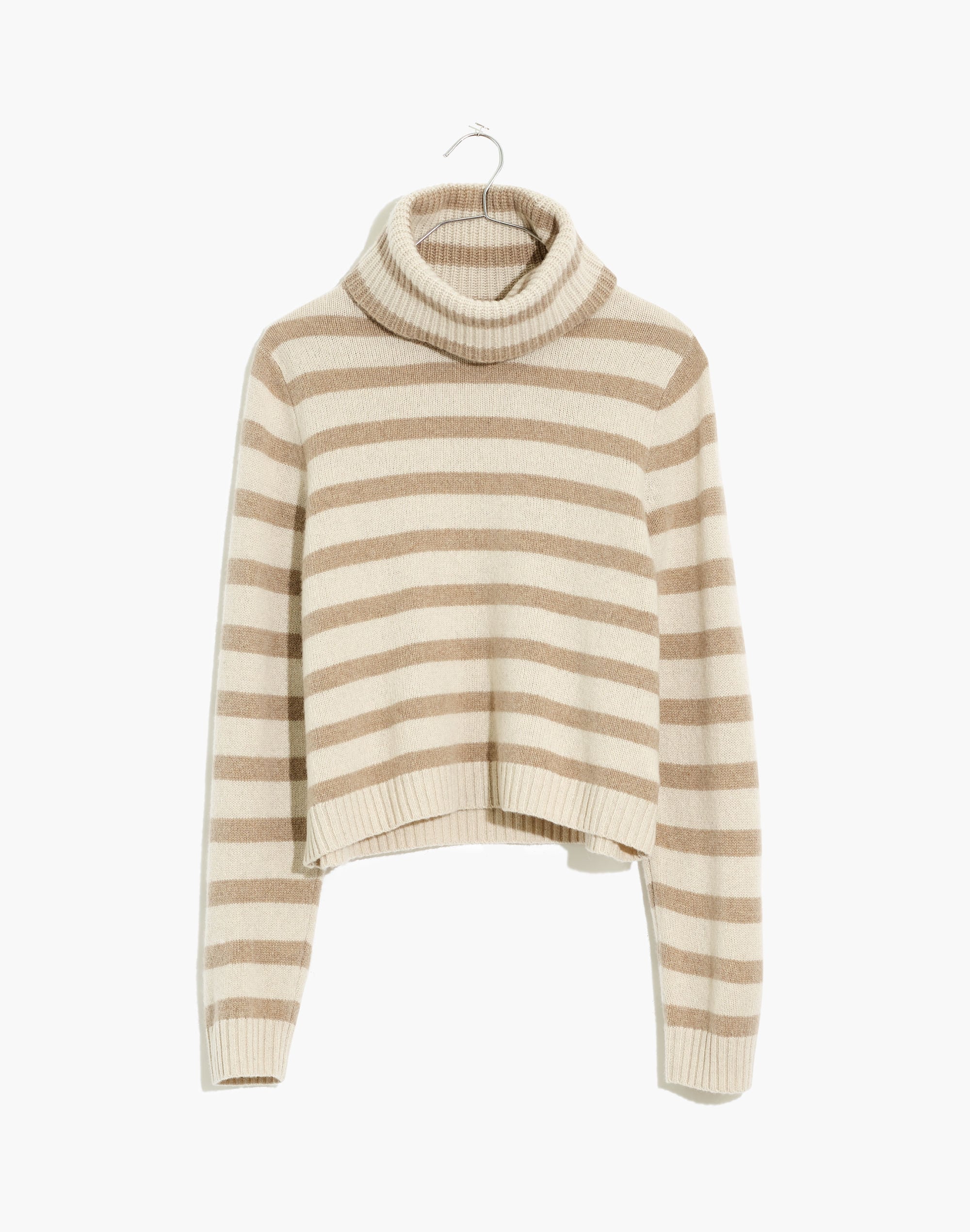(Re)sourced Cashmere Crop Turtleneck Sweater in Stripe