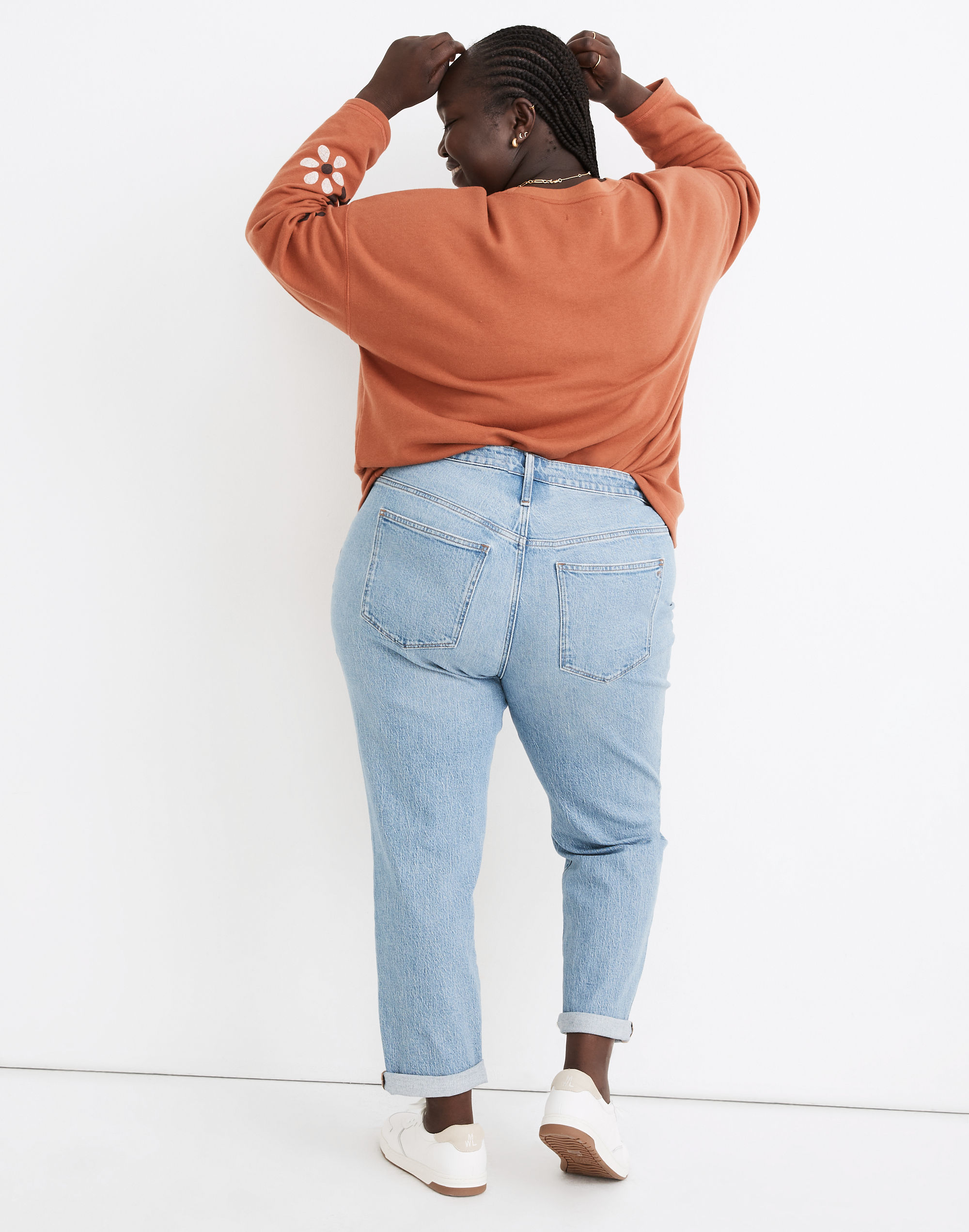 The Plus High-Rise Slim Boyjean in Bilston Wash: Ripped Edition