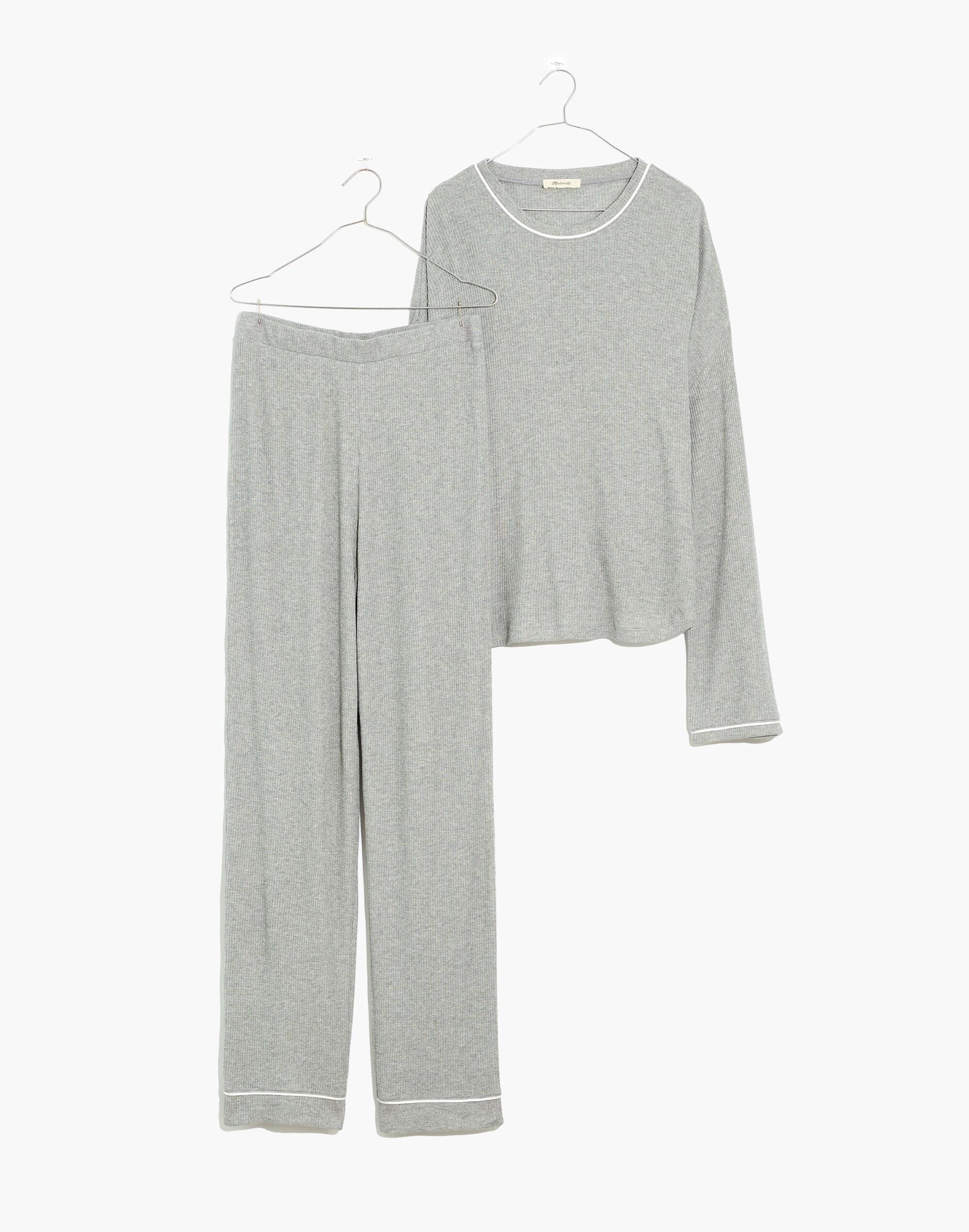Piped Waffle Knit Pajama Set