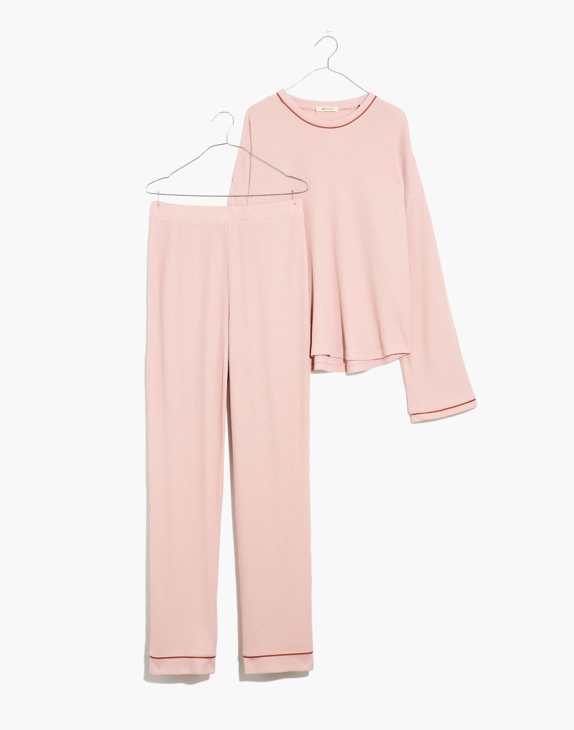 Piped Waffle Knit Pajama Set