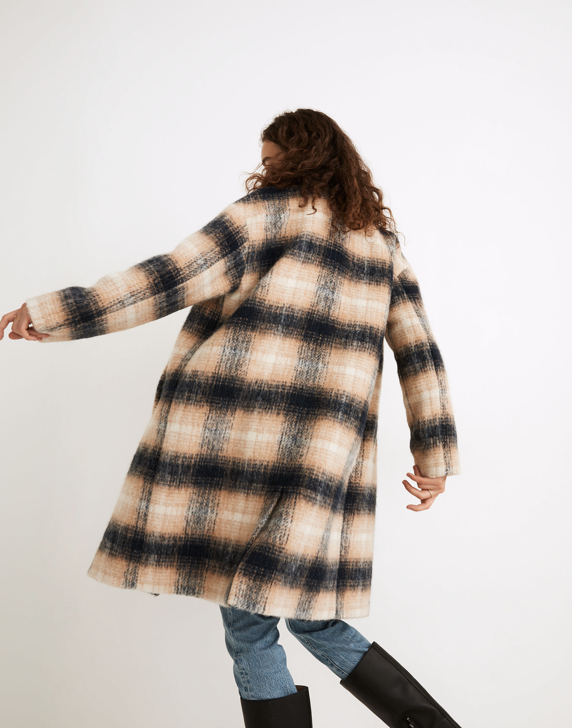 Courton Cocoon Coat in Plaid
