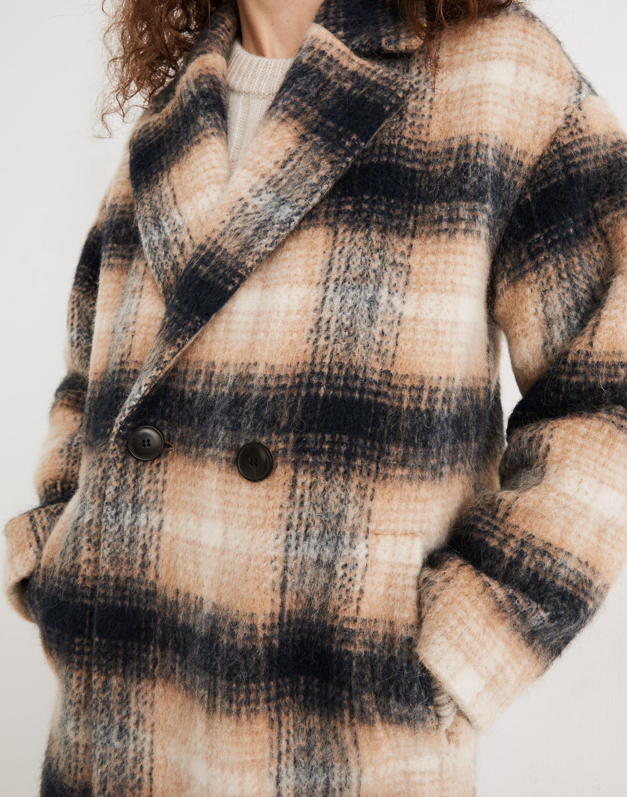 Courton Cocoon Coat in Plaid