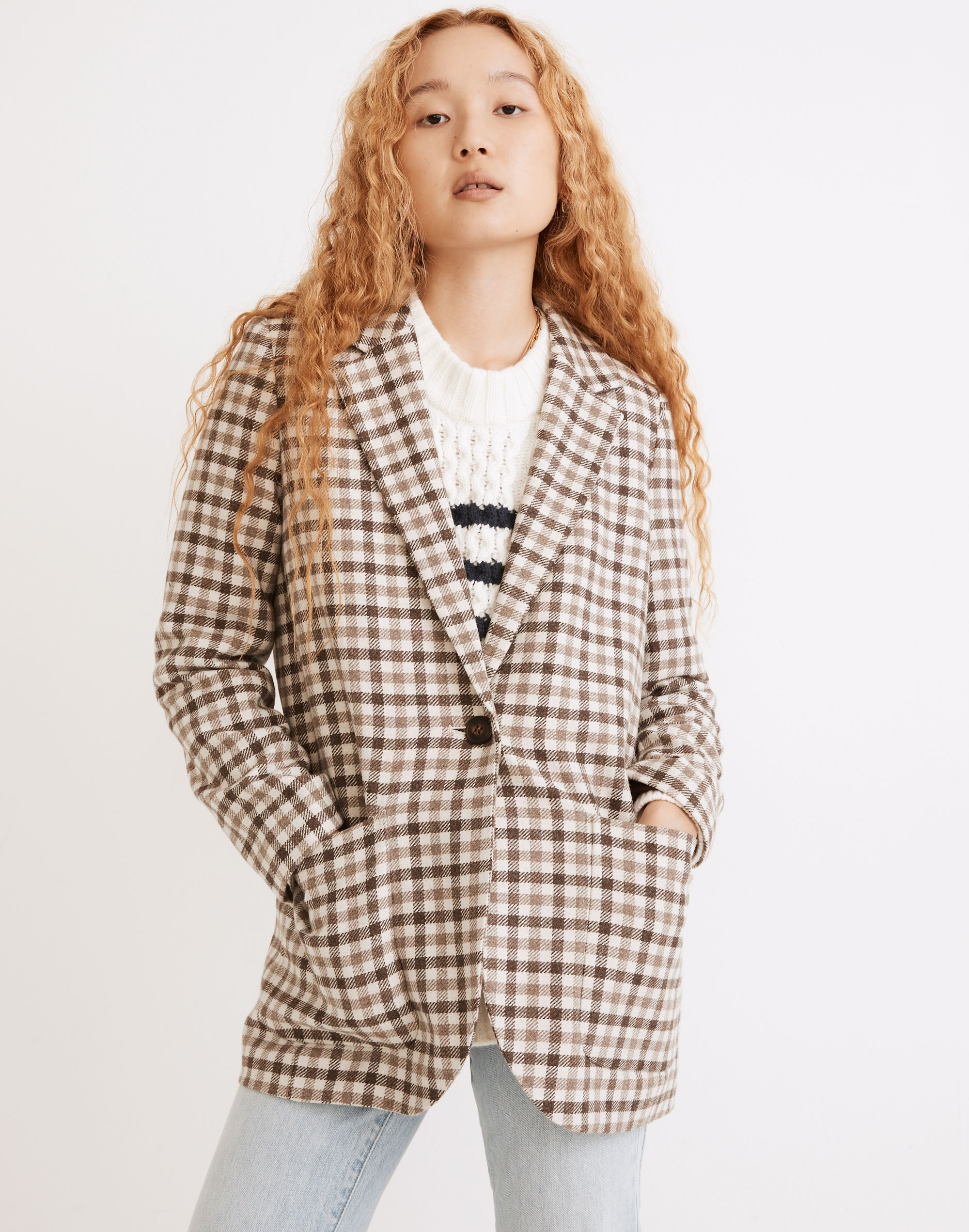 larsen blazer in undyed check