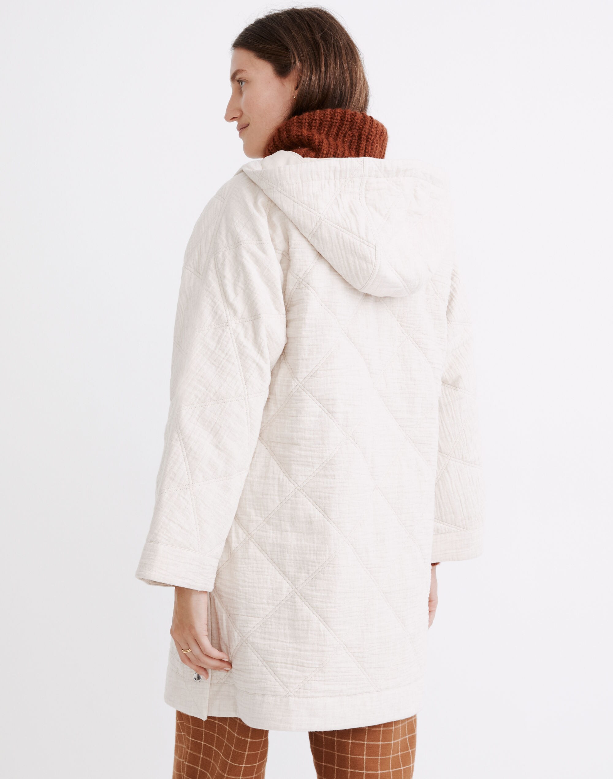 Quilted Hoodie Popover Jacket