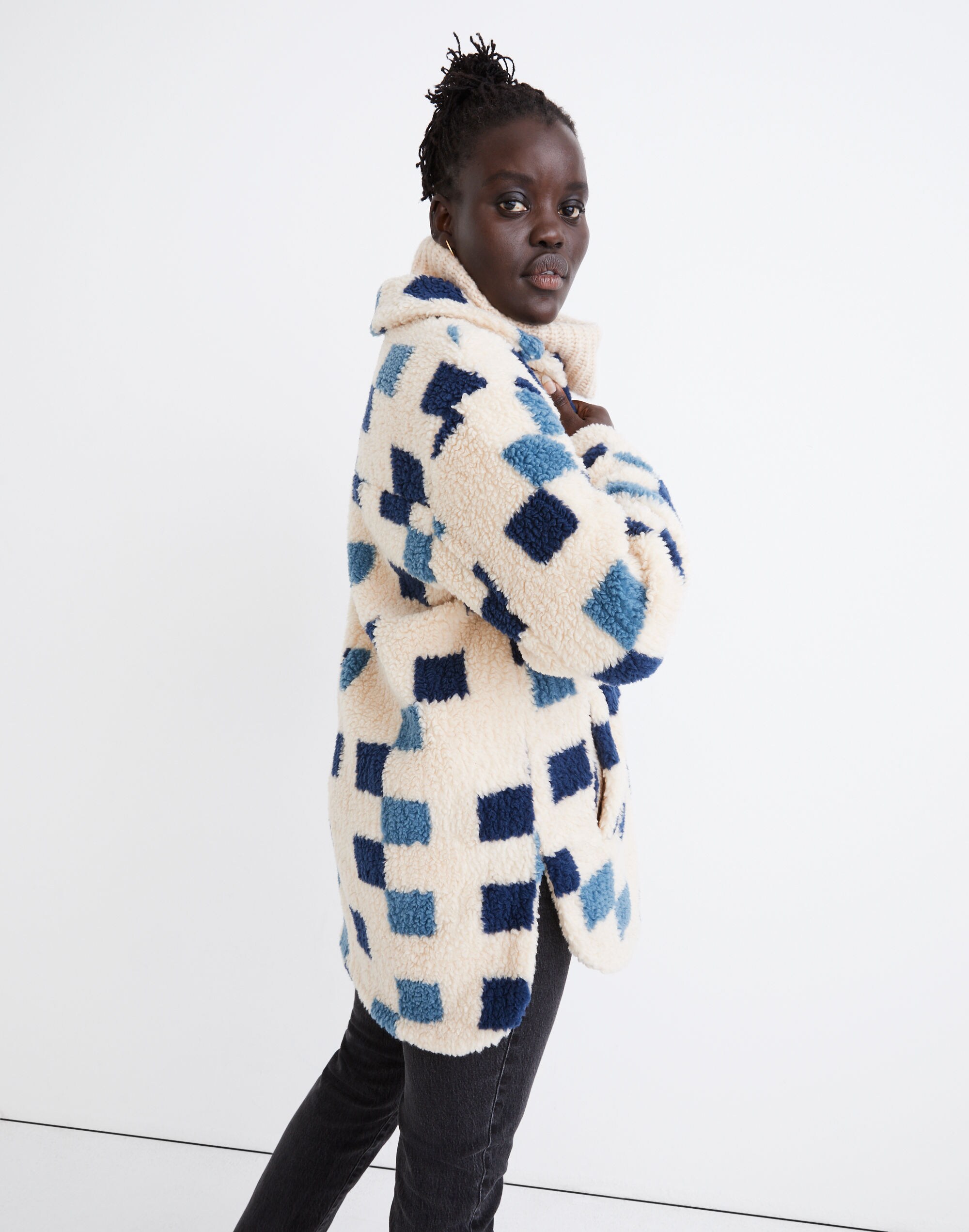 (Re)sourced Sherpa Belrose Shirt-Jacket in Checkerboard