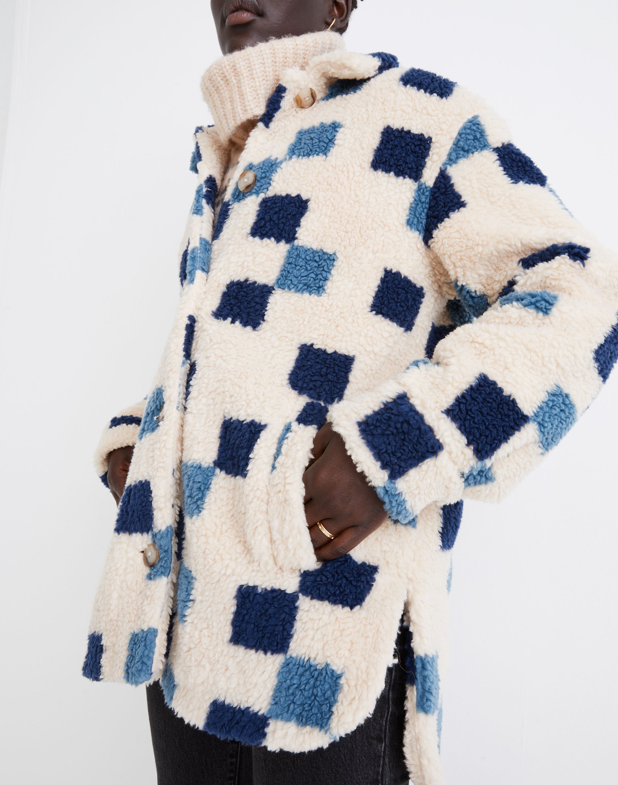 (Re)sourced Sherpa Belrose Shirt-Jacket in Checkerboard