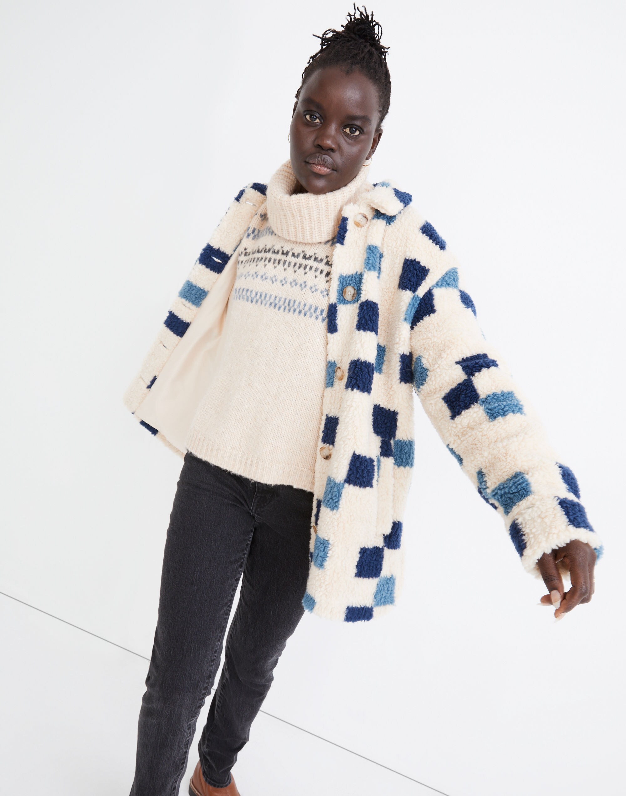 (Re)sourced Sherpa Belrose Shirt-Jacket in Checkerboard