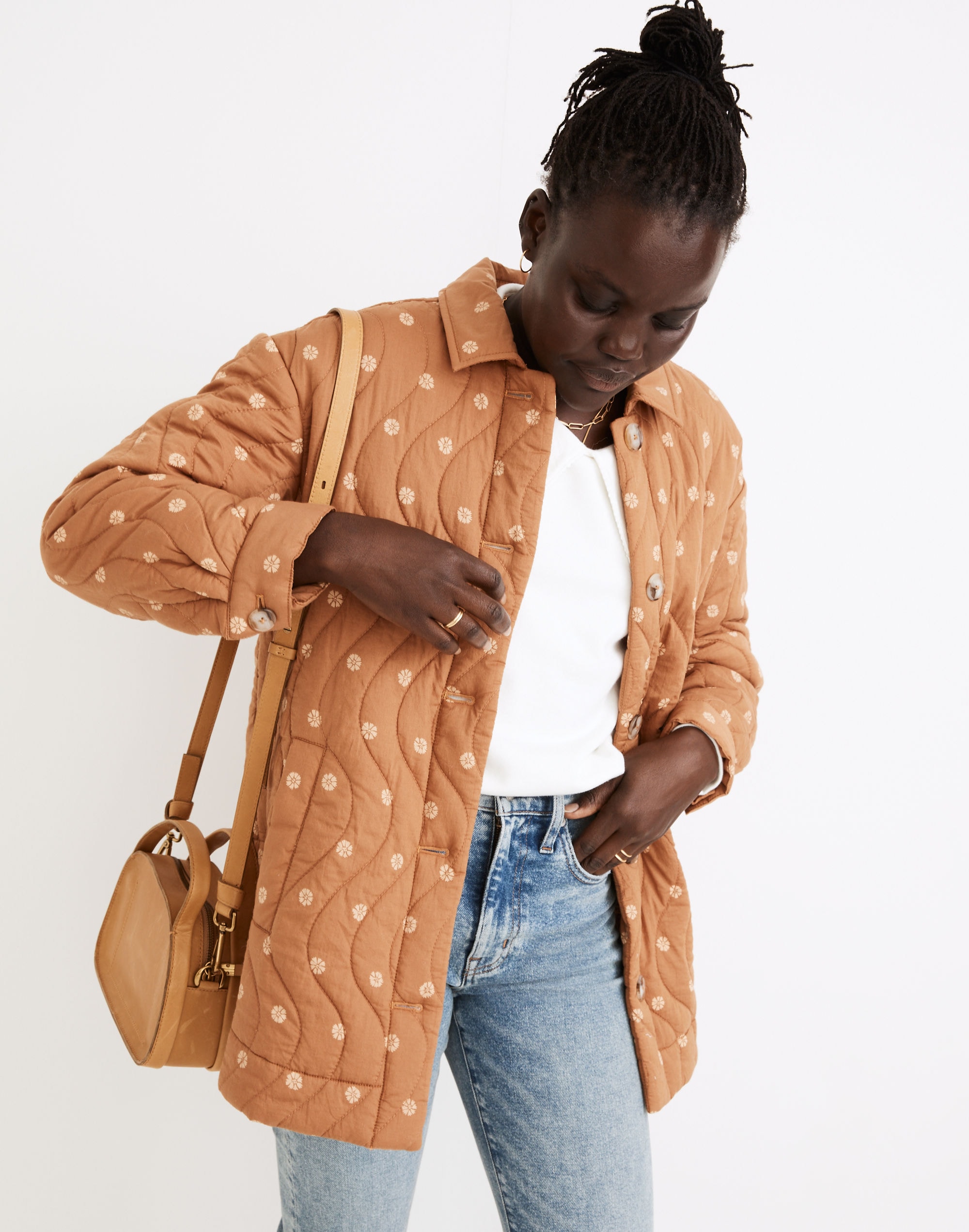 Quilted Belrose Shirt-Jacket in Bloom Dot