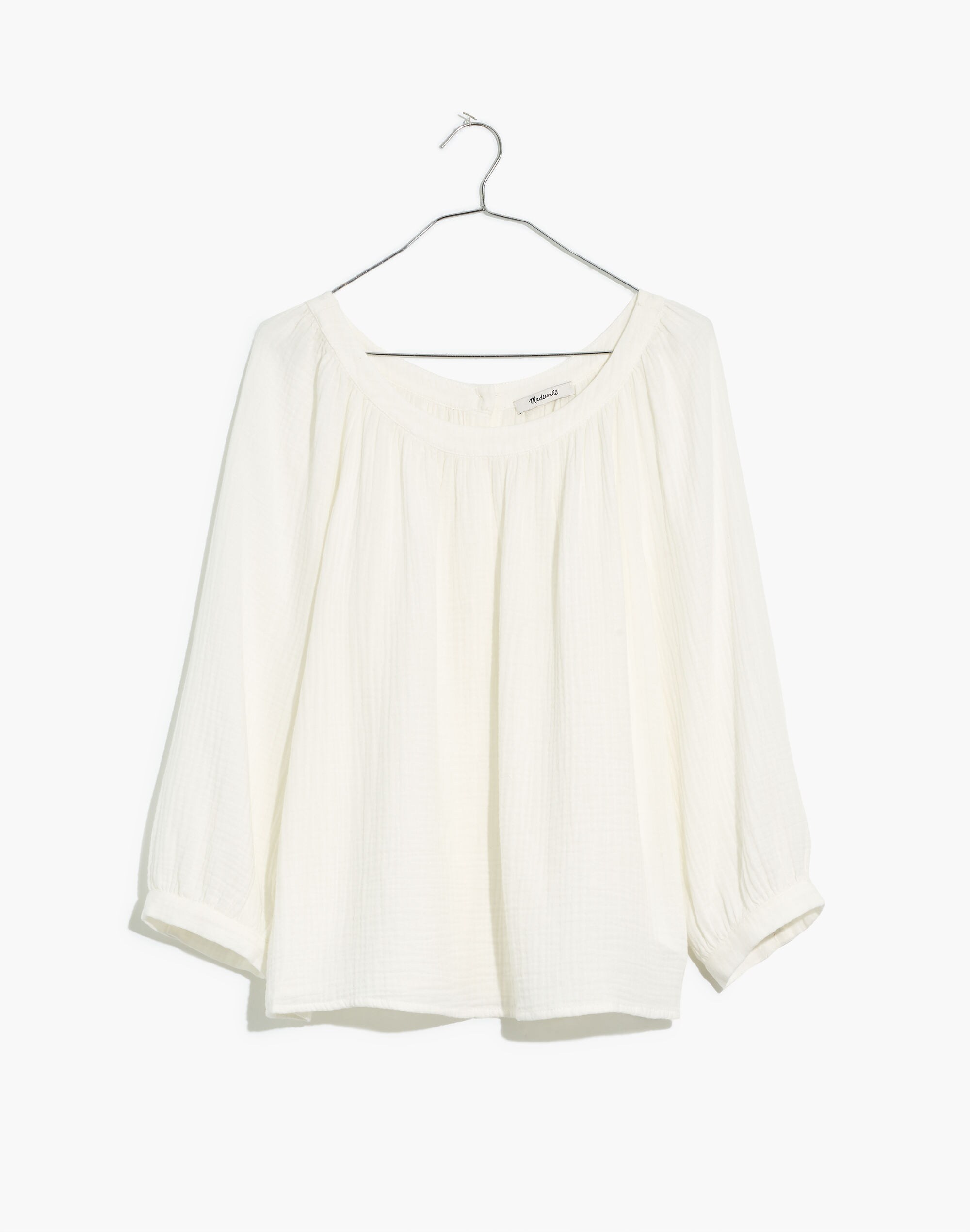 Lightspun Wide-Neck Cuffed-Sleeve Top