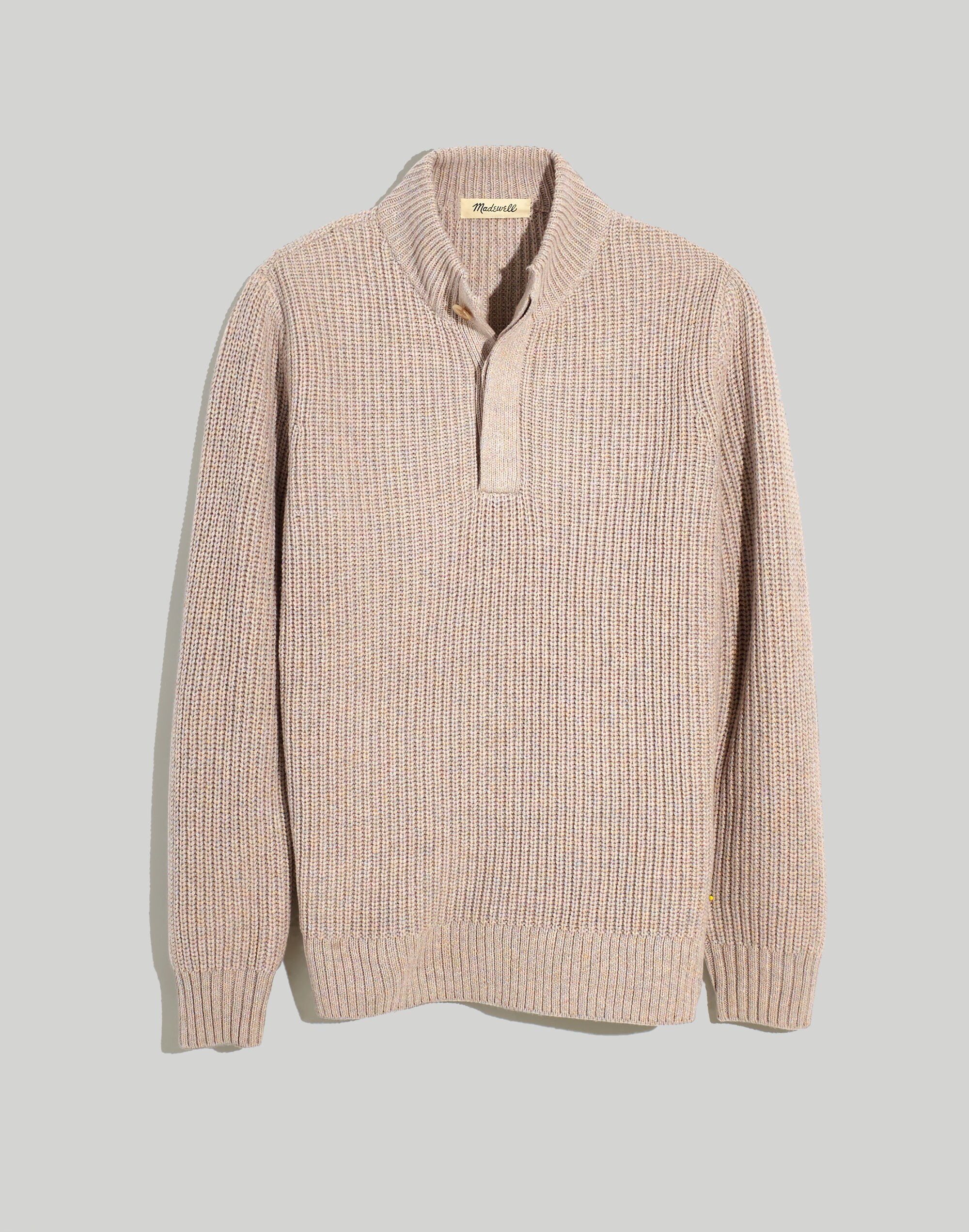 button-up mockneck sweater