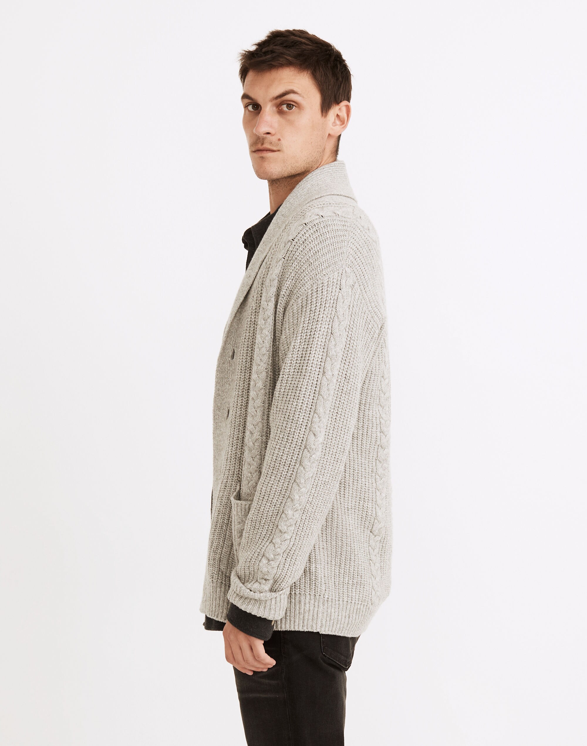 Shawl-Collar Cardigan Sweater