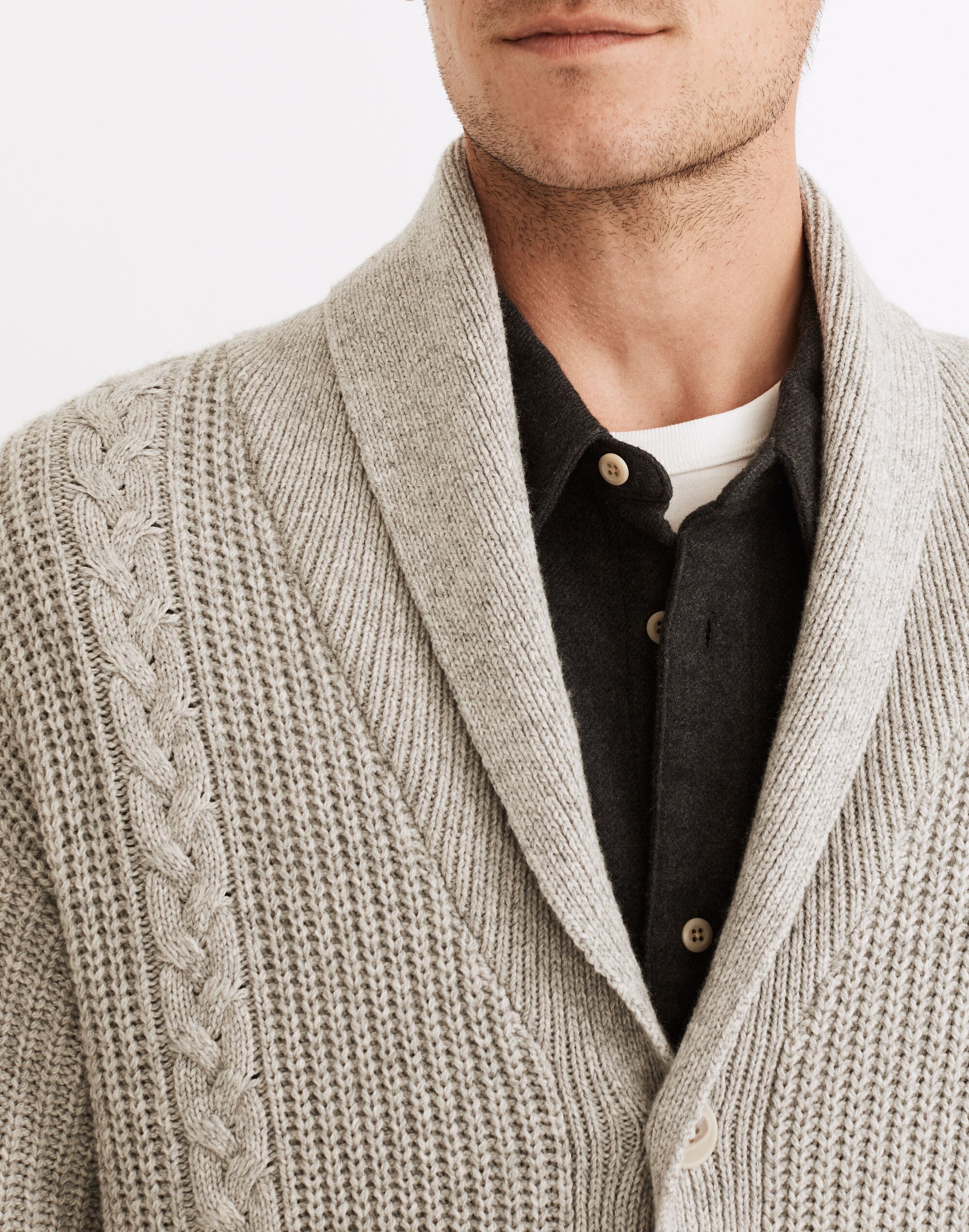 Shawl-Collar Cardigan Sweater