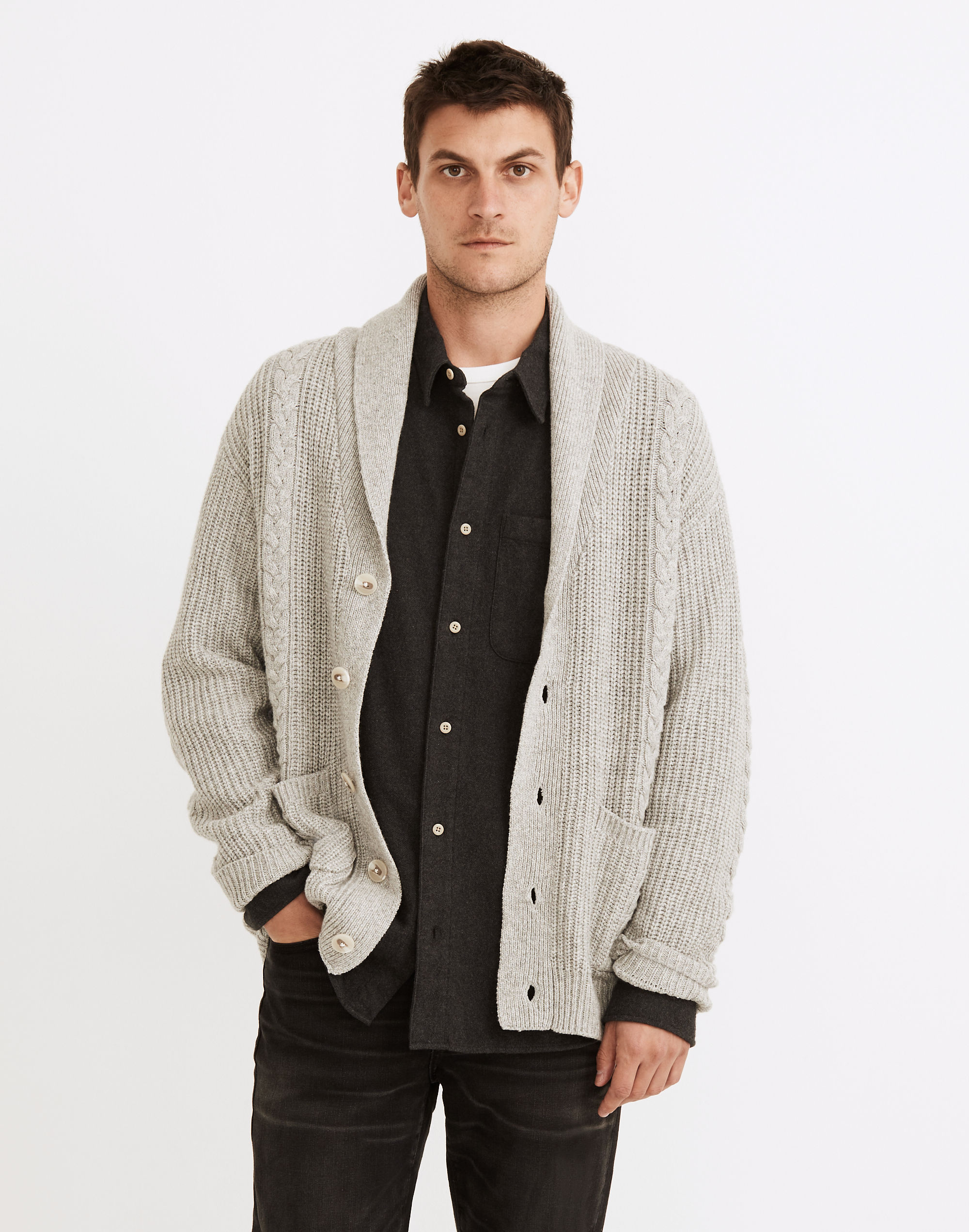 Shawl-Collar Cardigan Sweater