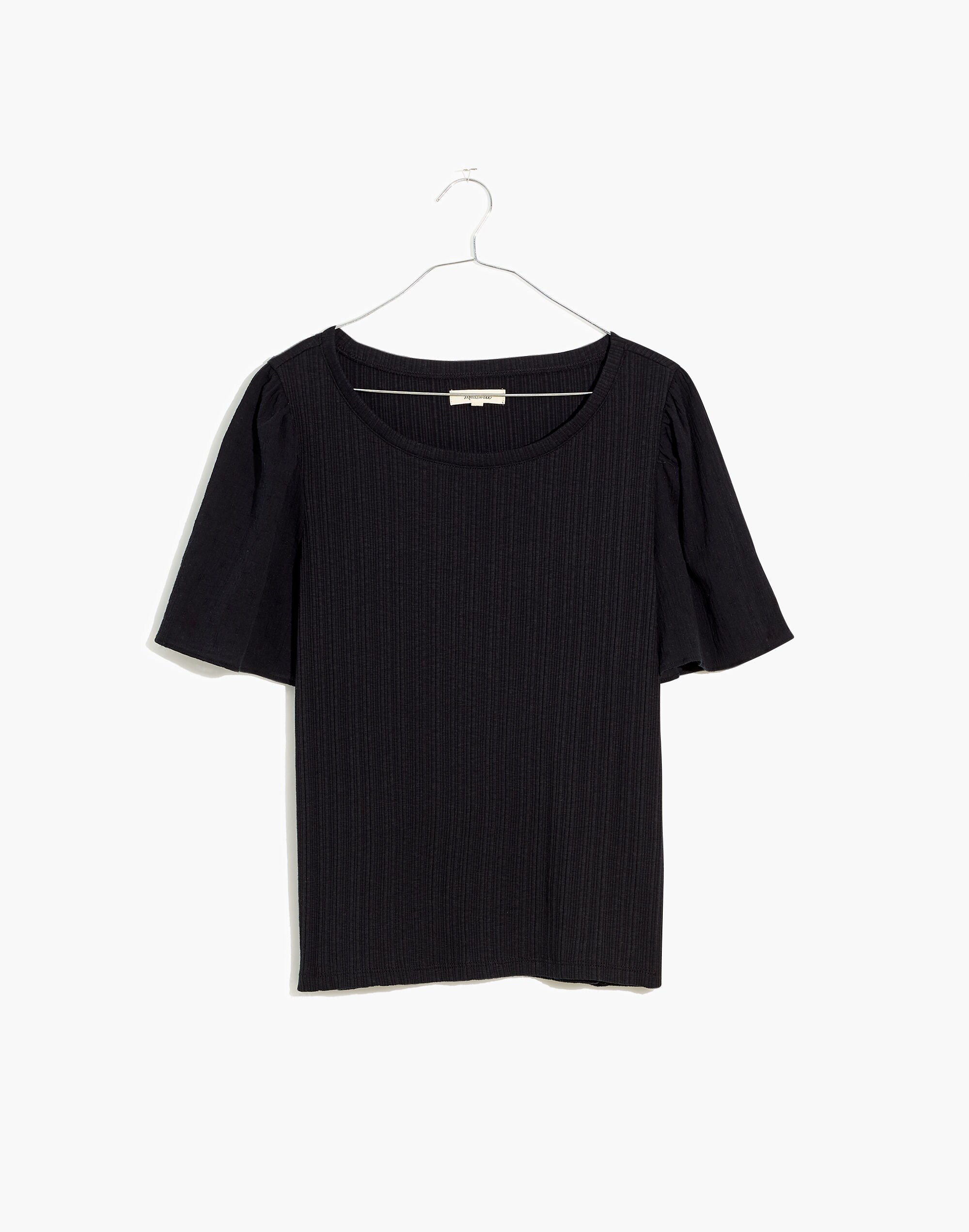 Flutter-Sleeve Weavemix Ribbed Top