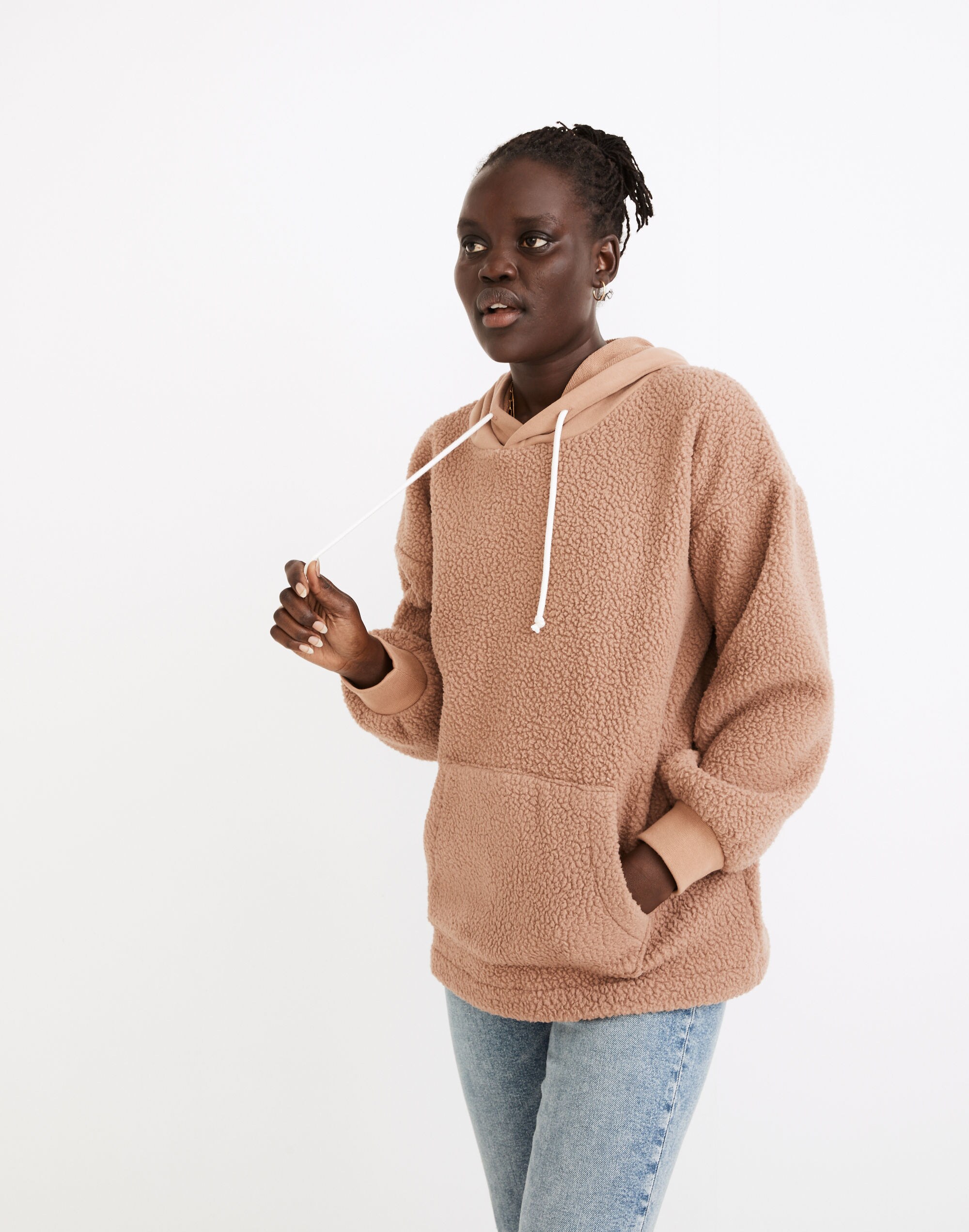 (Re)sourced Fleece Bubble-Sleeve Hoodie Sweatshirt