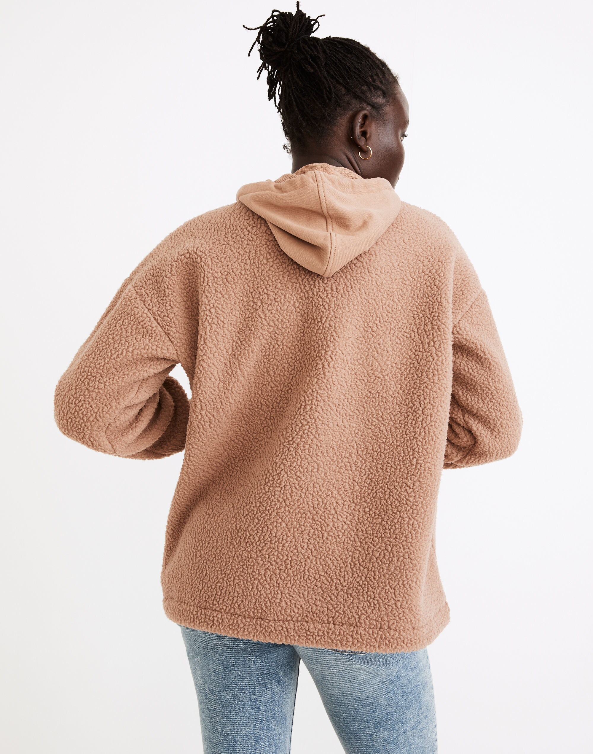 (Re)sourced Fleece Bubble-Sleeve Hoodie Sweatshirt