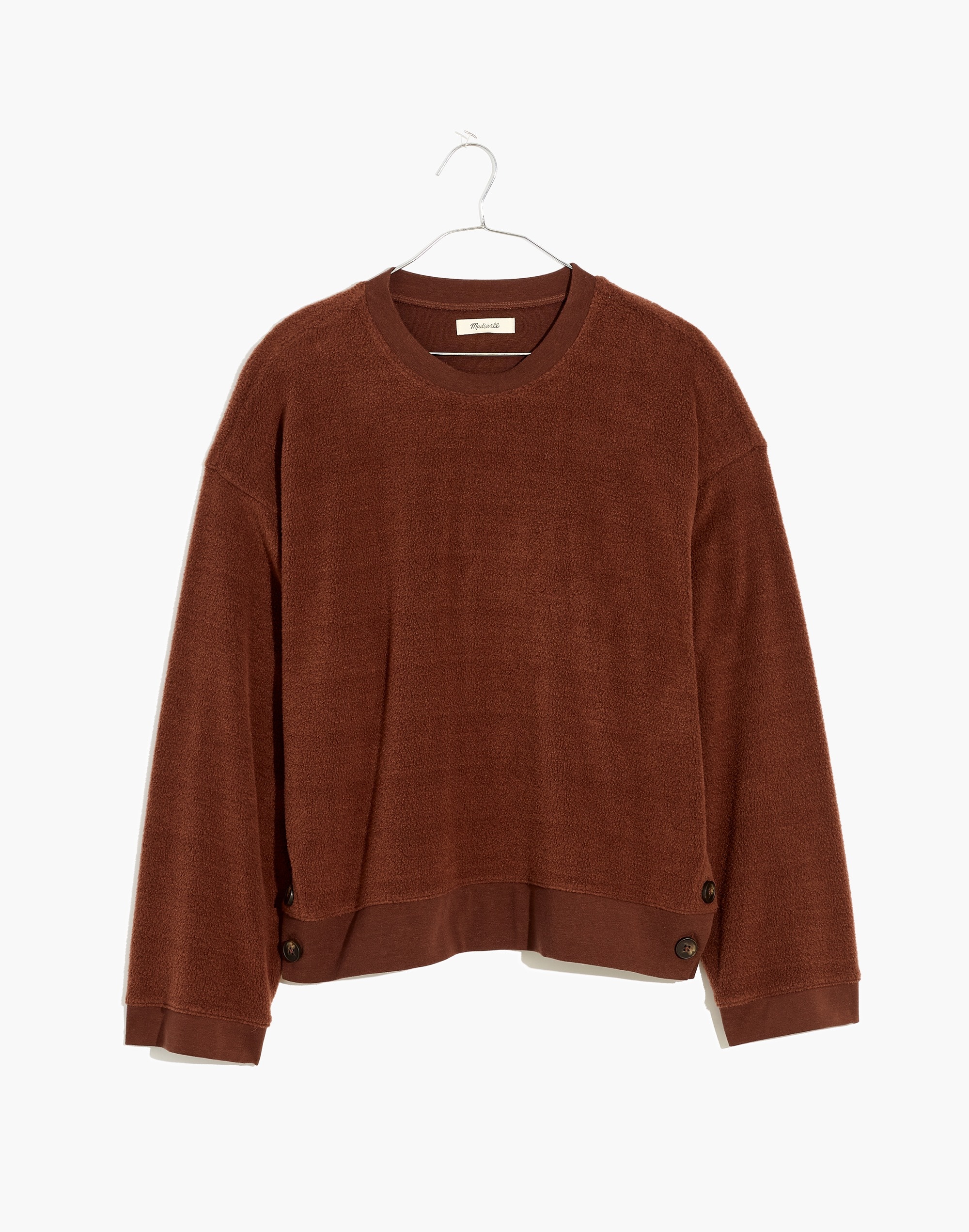 (re)sourced brushed side-button relaxed sweatshirt